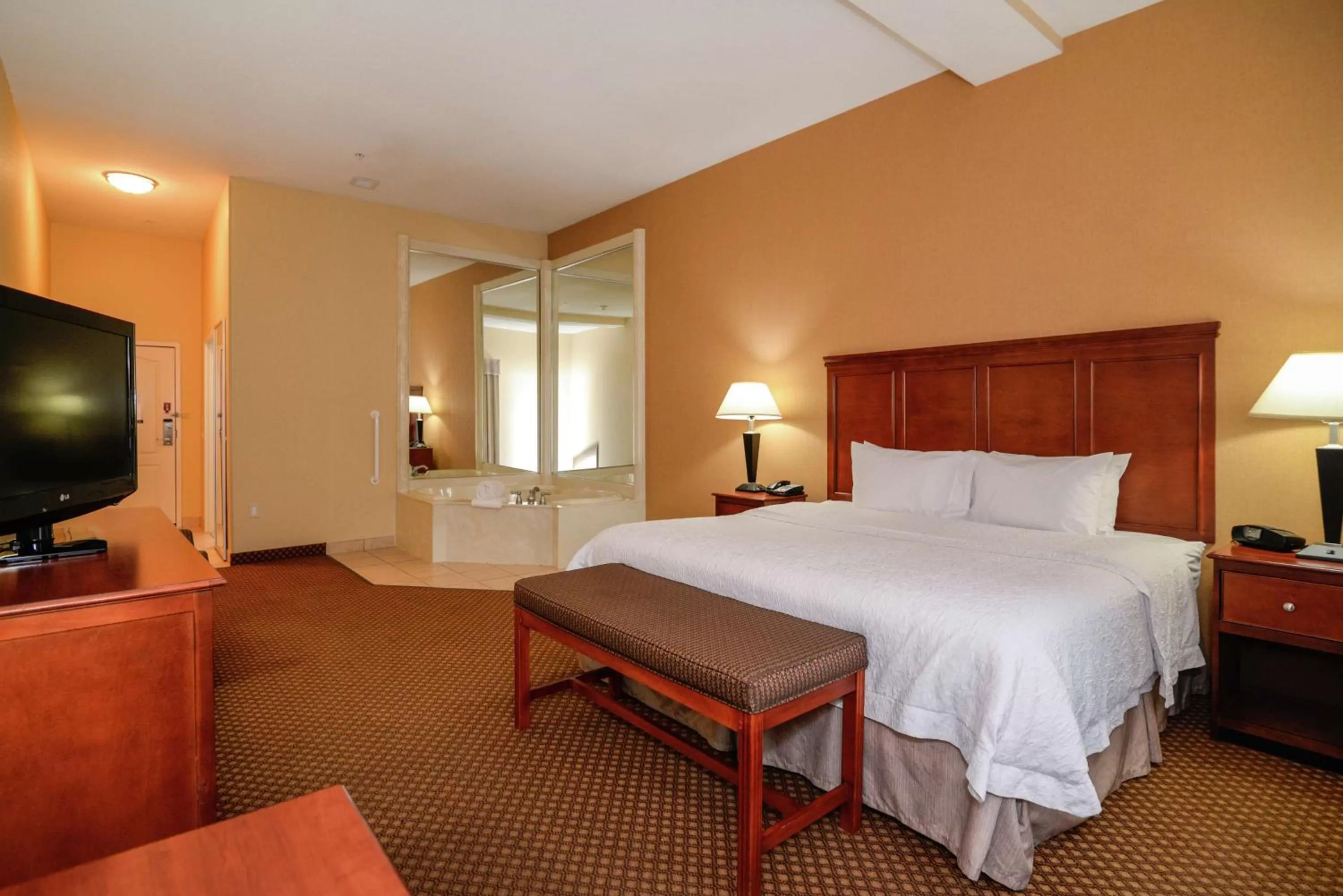 Bathroom, Bed in Hampton Inn & Suites Detroit/Chesterfield