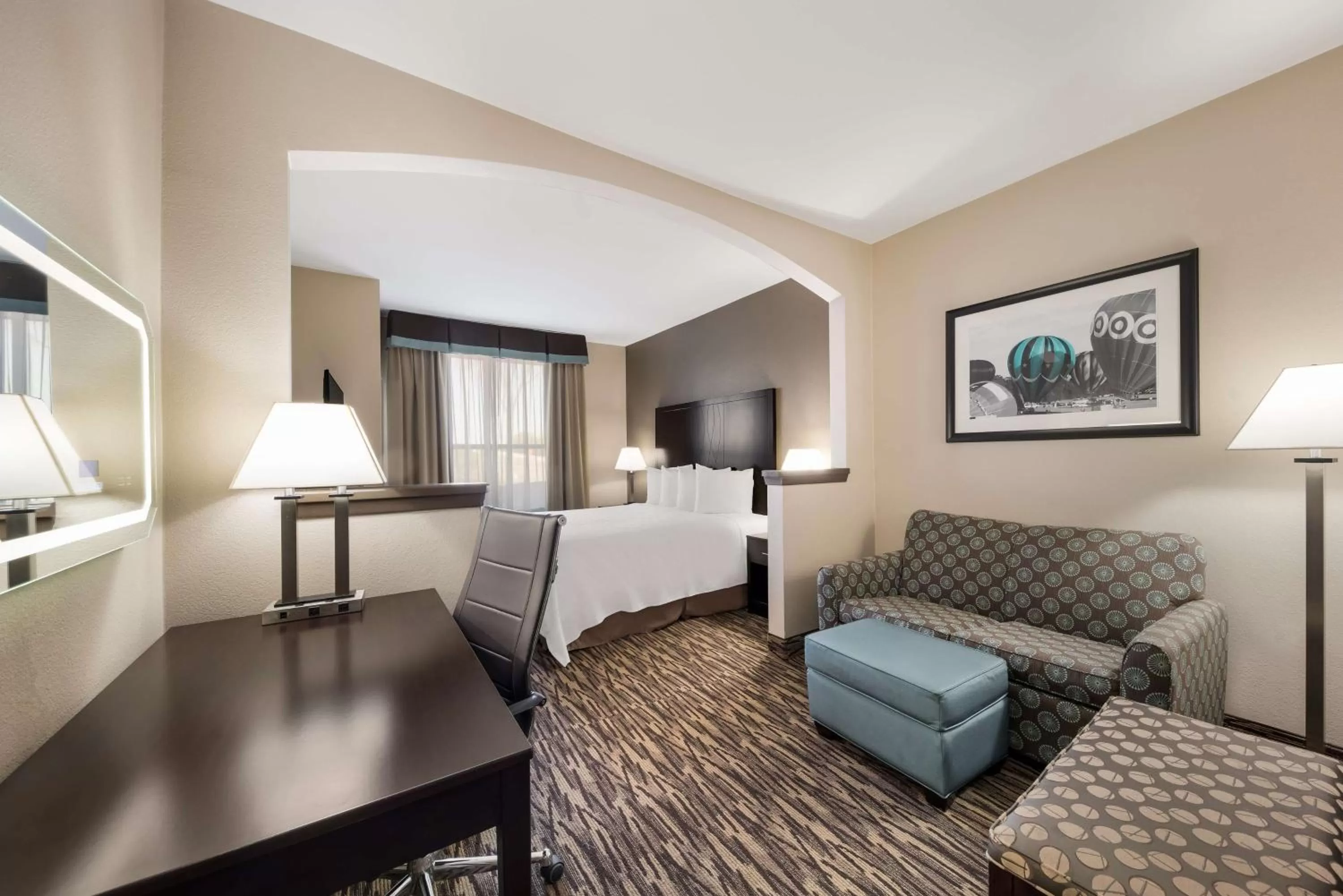 King Room with Roll-In Shower - Disability Access in SureStay Plus Hotel by Best Western Plano
