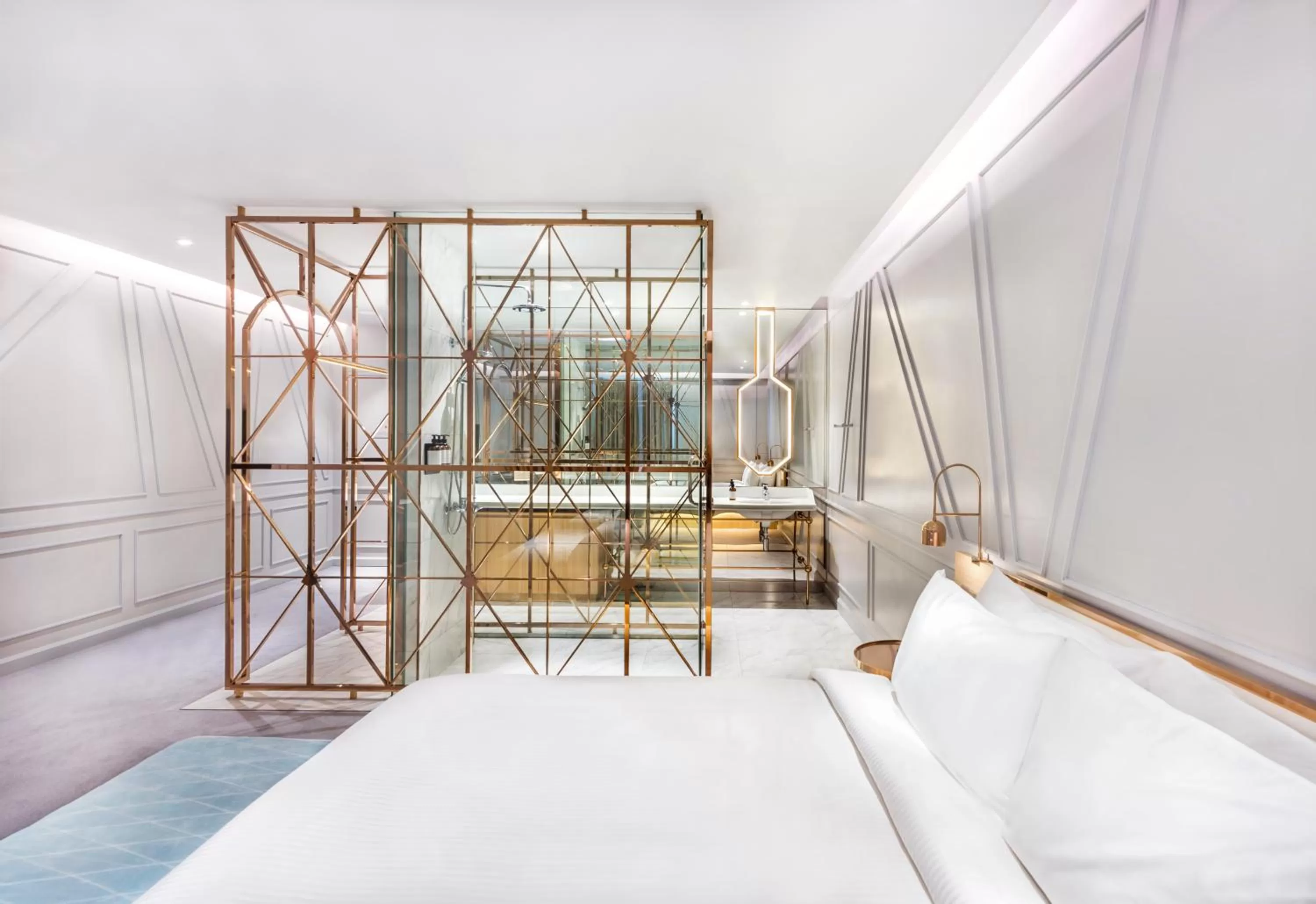 Shower, Bed in The Prestige Hotel Penang, a Member of Design Hotels