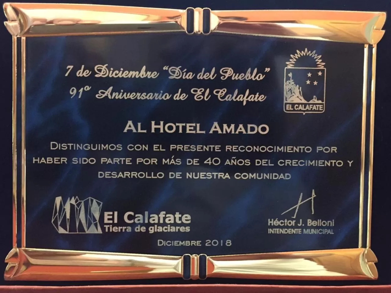 Certificate/Award in Hotel Amado
