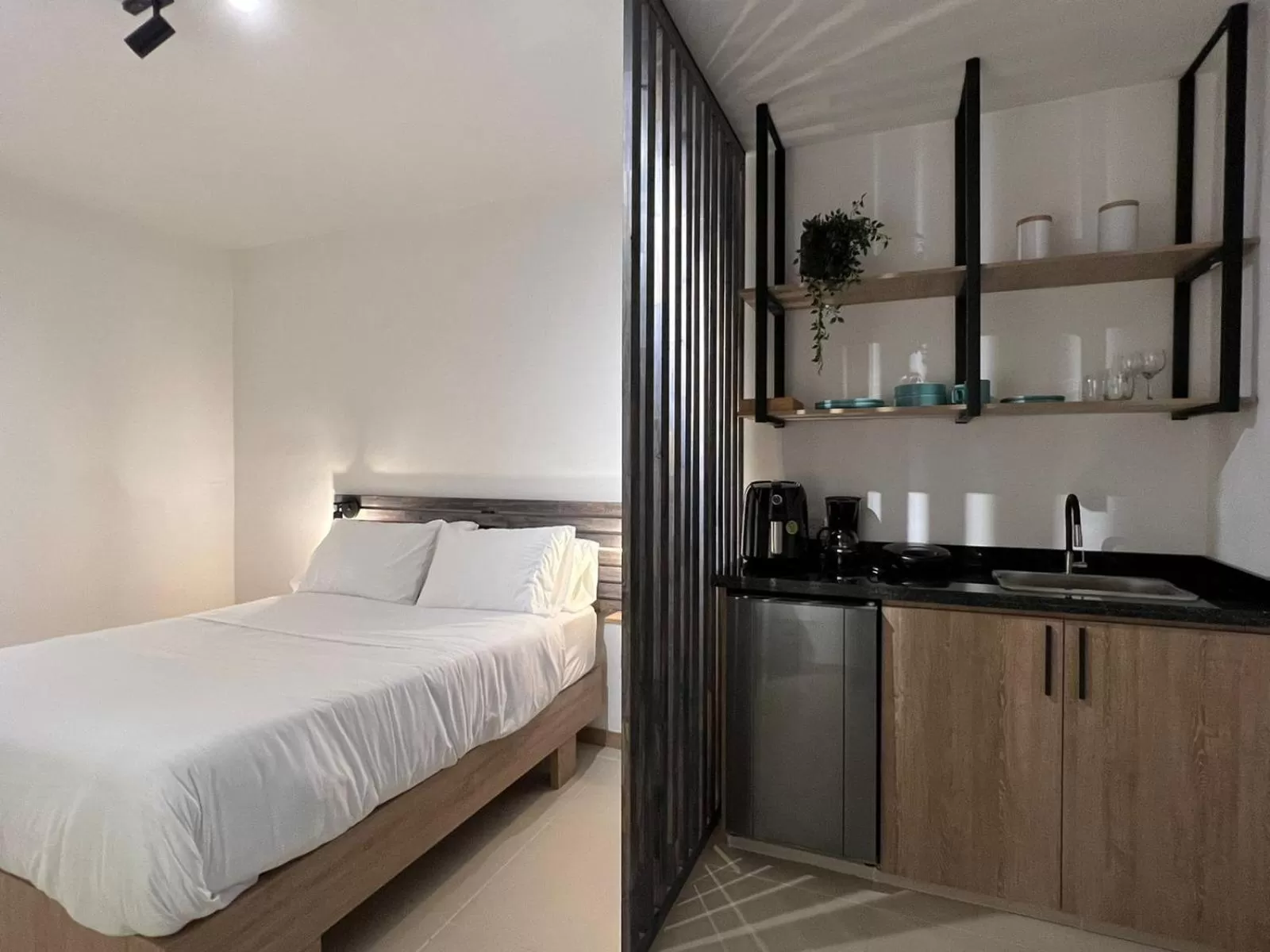 Bed, Kitchen/Kitchenette in HOTEL 9.5 SAN FERNANDO