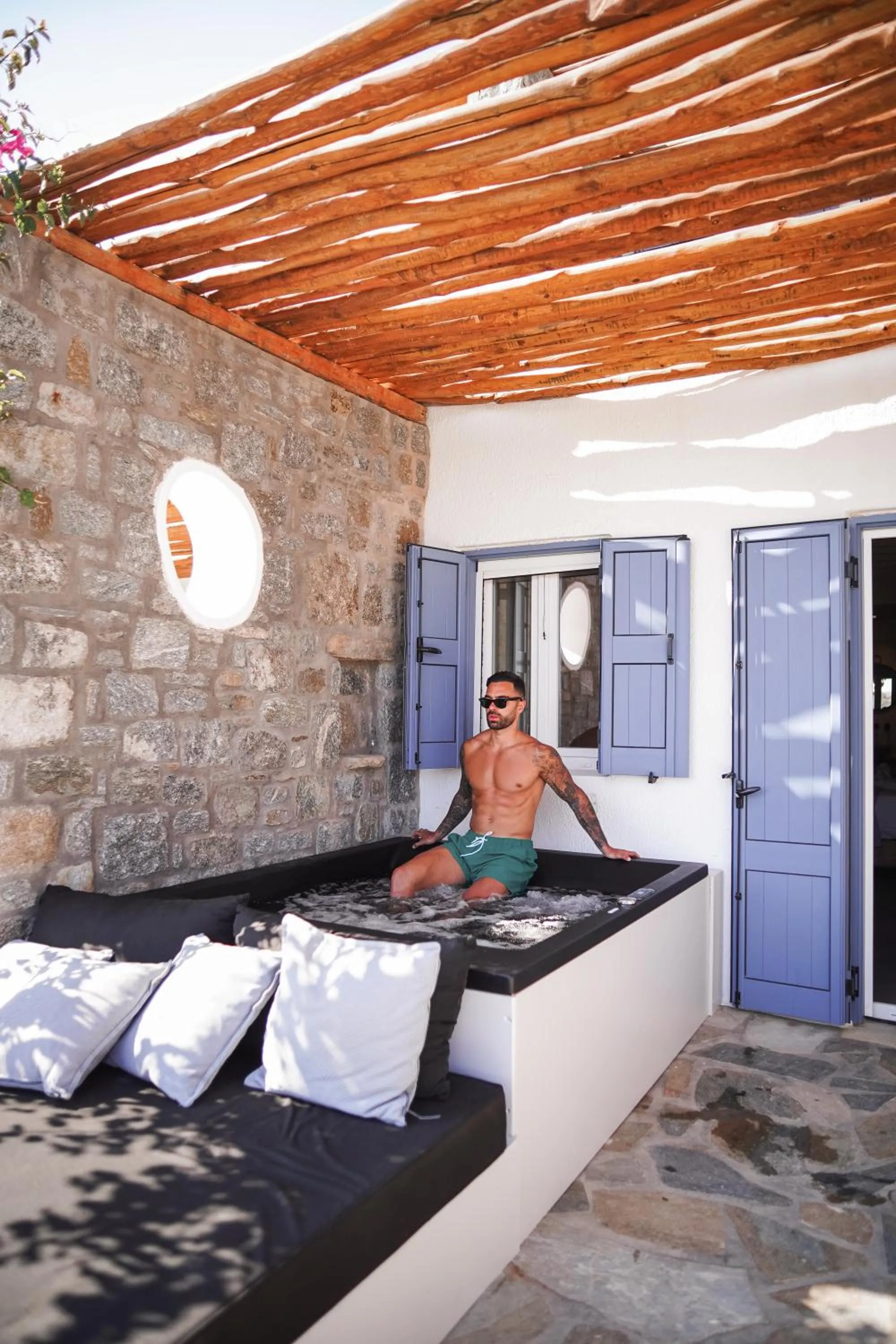 Patio in Panormos Village Hotel