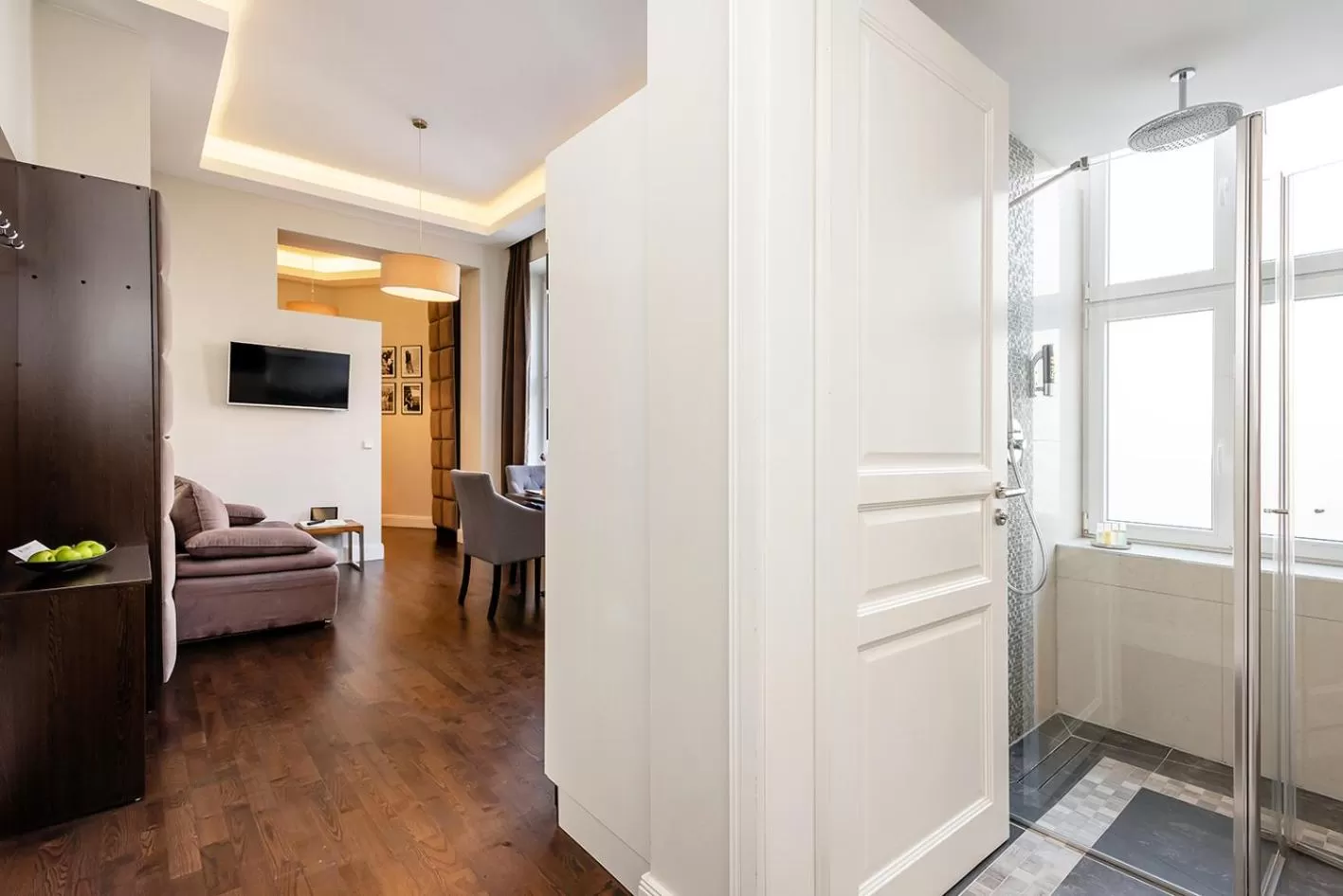 Living room, Bed in Arabel Design Apartments