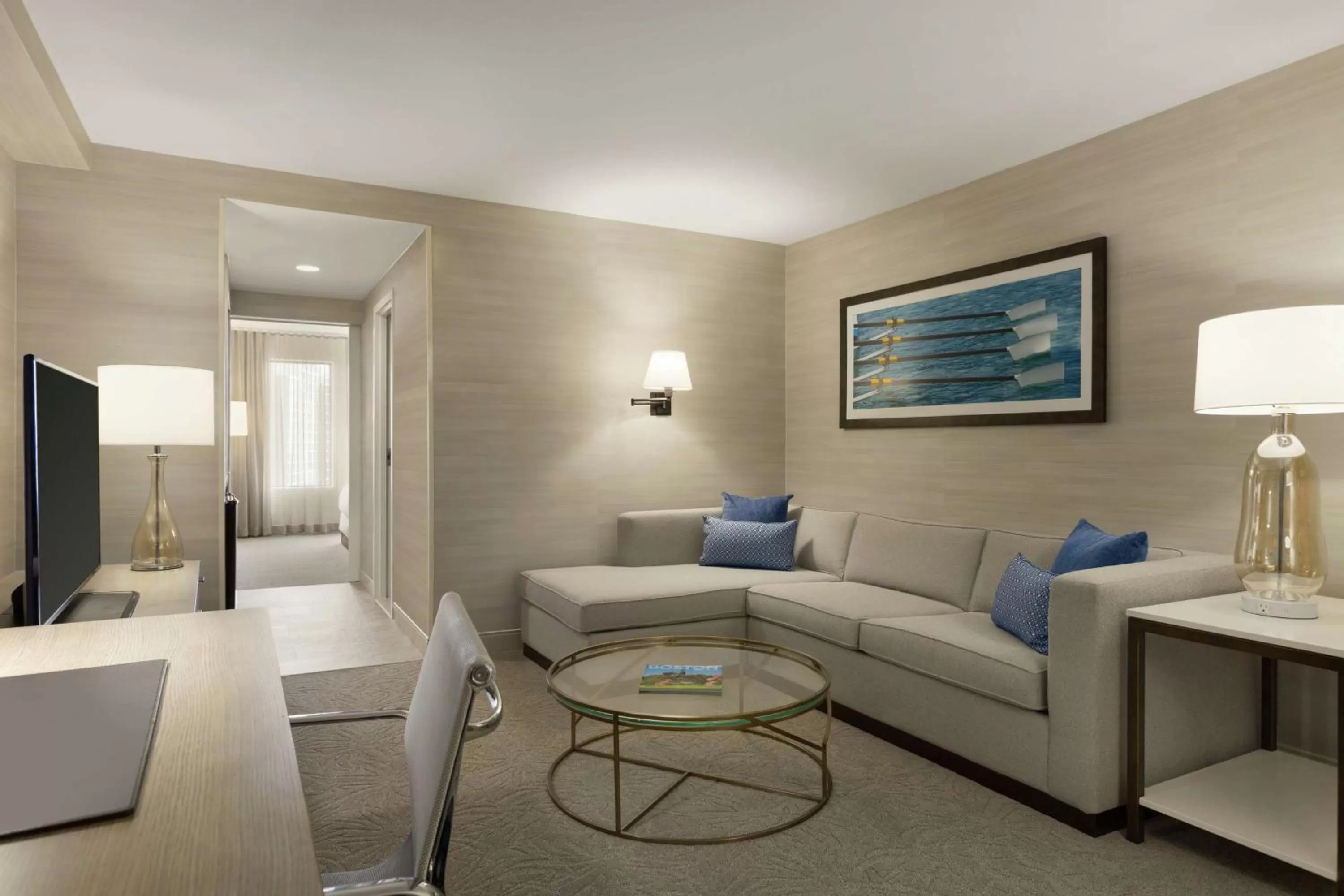 Living room, Bed in DoubleTree Suites by Hilton Hotel Boston - Cambridge