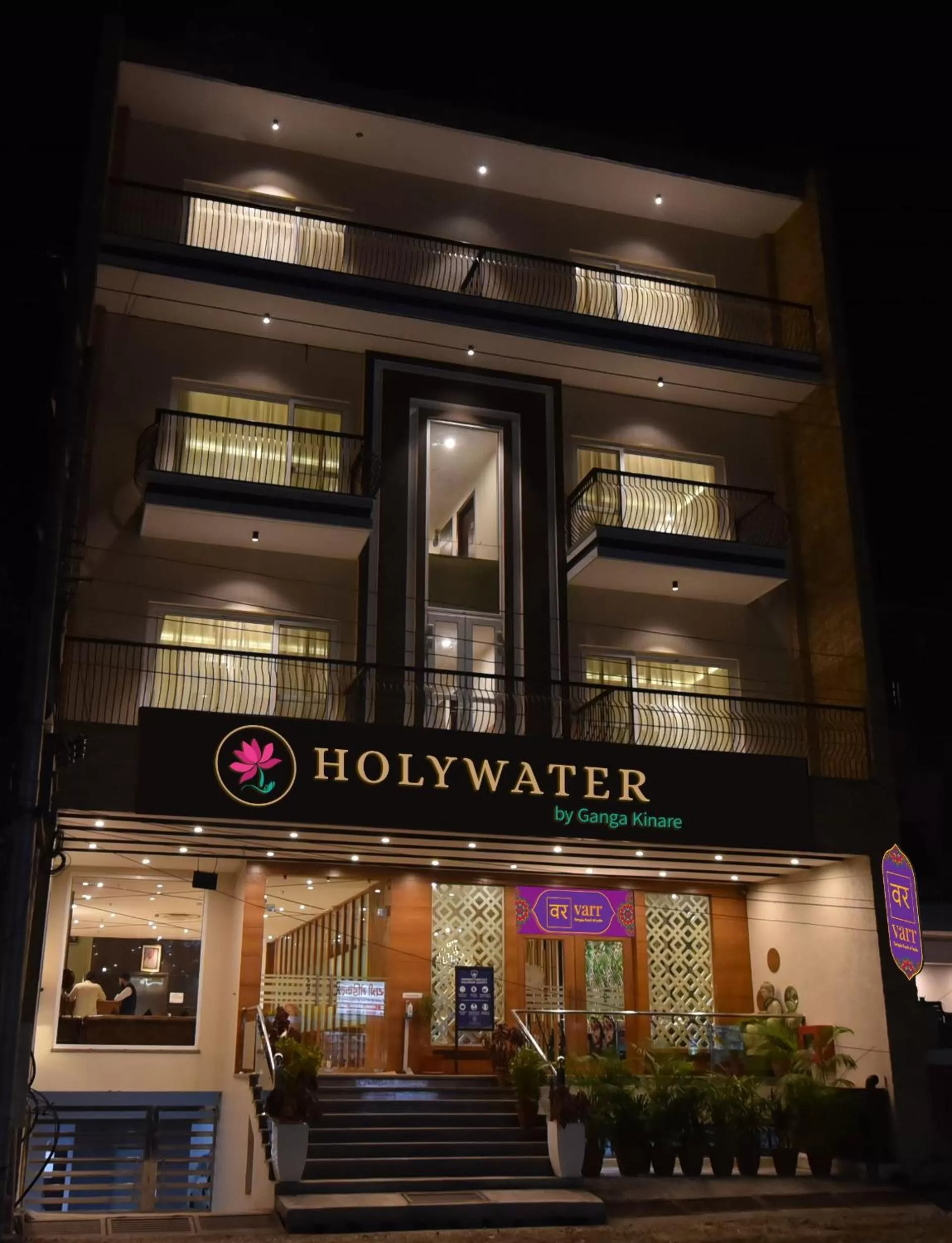 Facade/entrance in HOLYWATER Hotel by Ganga Kinare #150 mts from Ganga Ghat Rishikesh