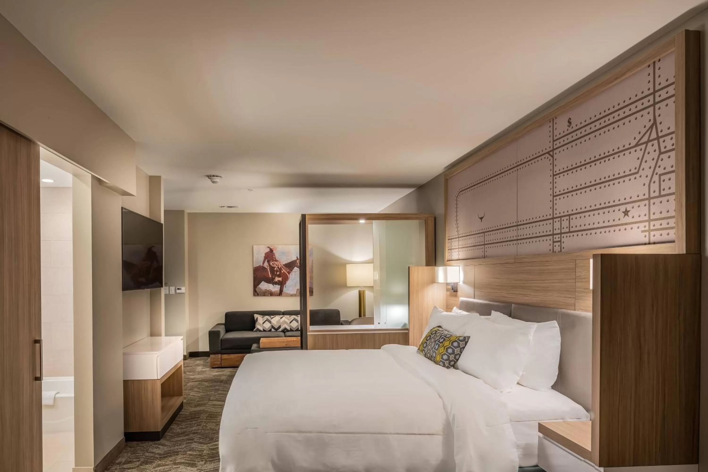 Bedroom, Bed in SpringHill Suites by Marriott Fort Worth Historic Stockyards