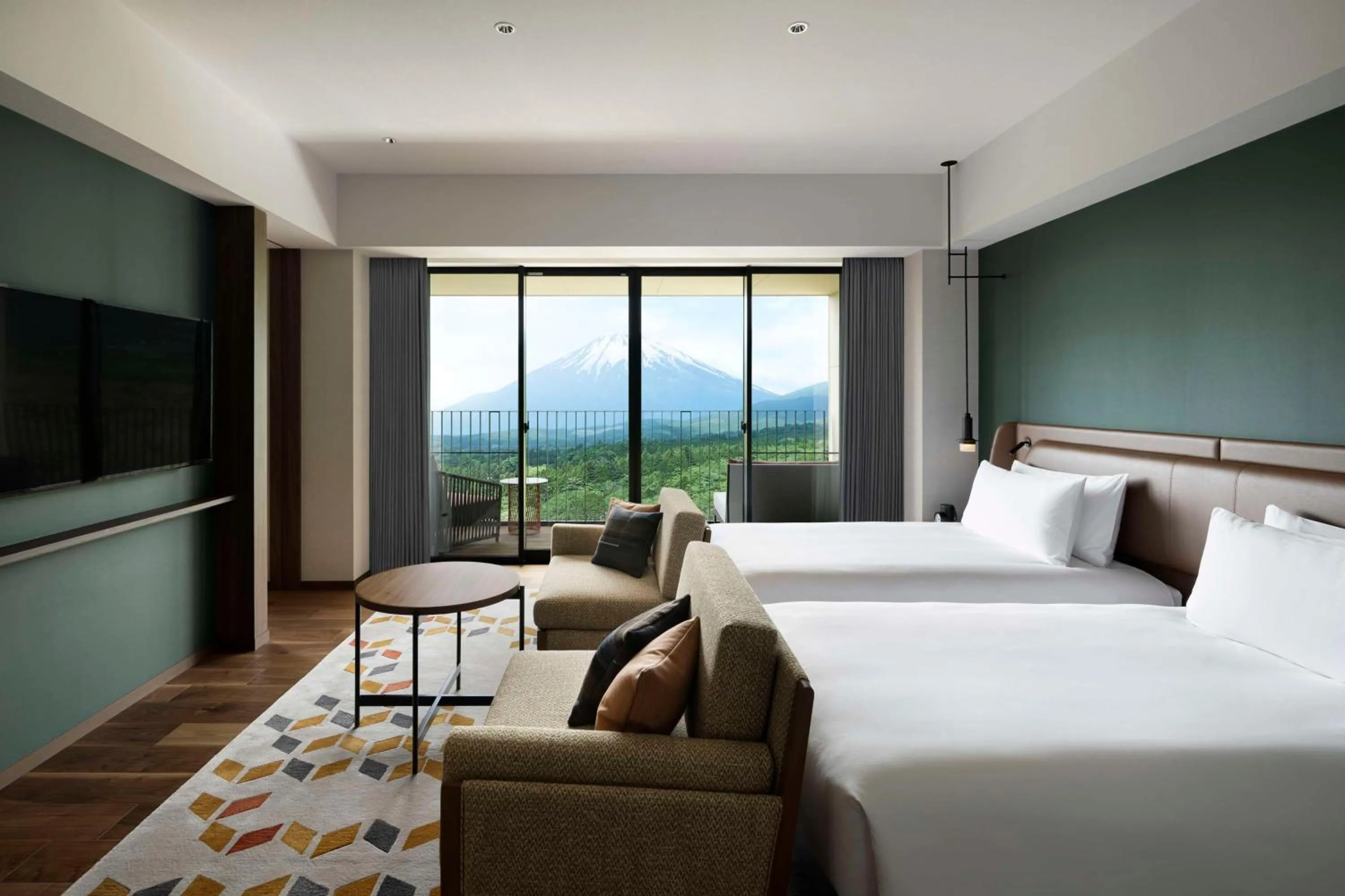 View (from property/room), Bed in Fuji Speedway Hotel, in The Unbound Collection by Hyatt