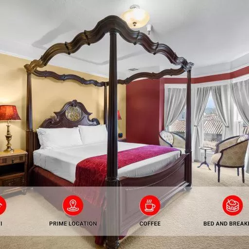 Bed in Hennessey House Bed and Breakfast