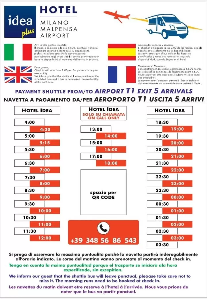 shuttle in Idea Hotel Milano Malpensa Airport