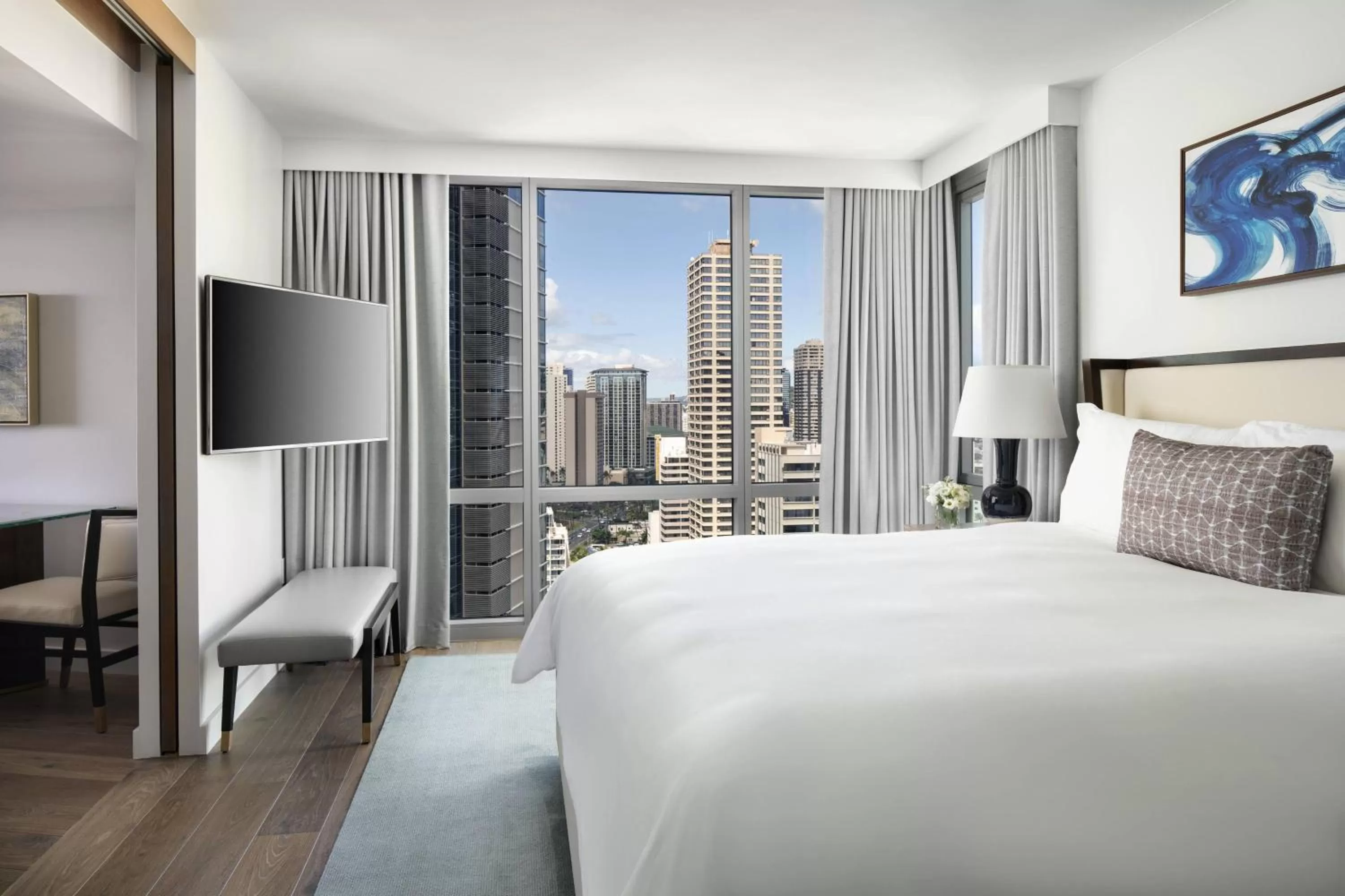 Photo of the whole room, Bed in The Ritz-Carlton Residences, Waikiki Beach Hotel