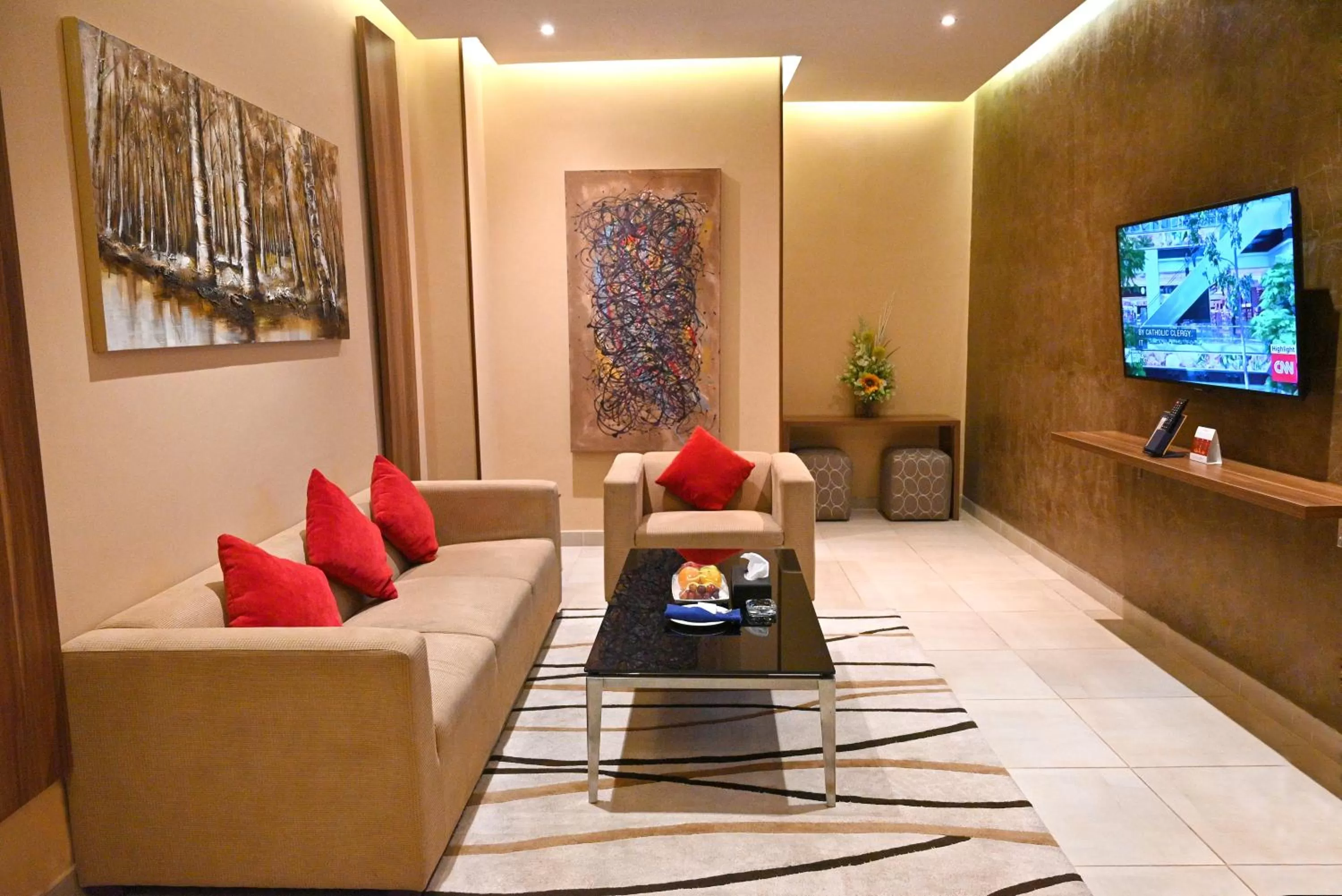 Communal lounge/ TV room, Seating Area in Q Suites Jeddah by EWA - Managed by HMH
