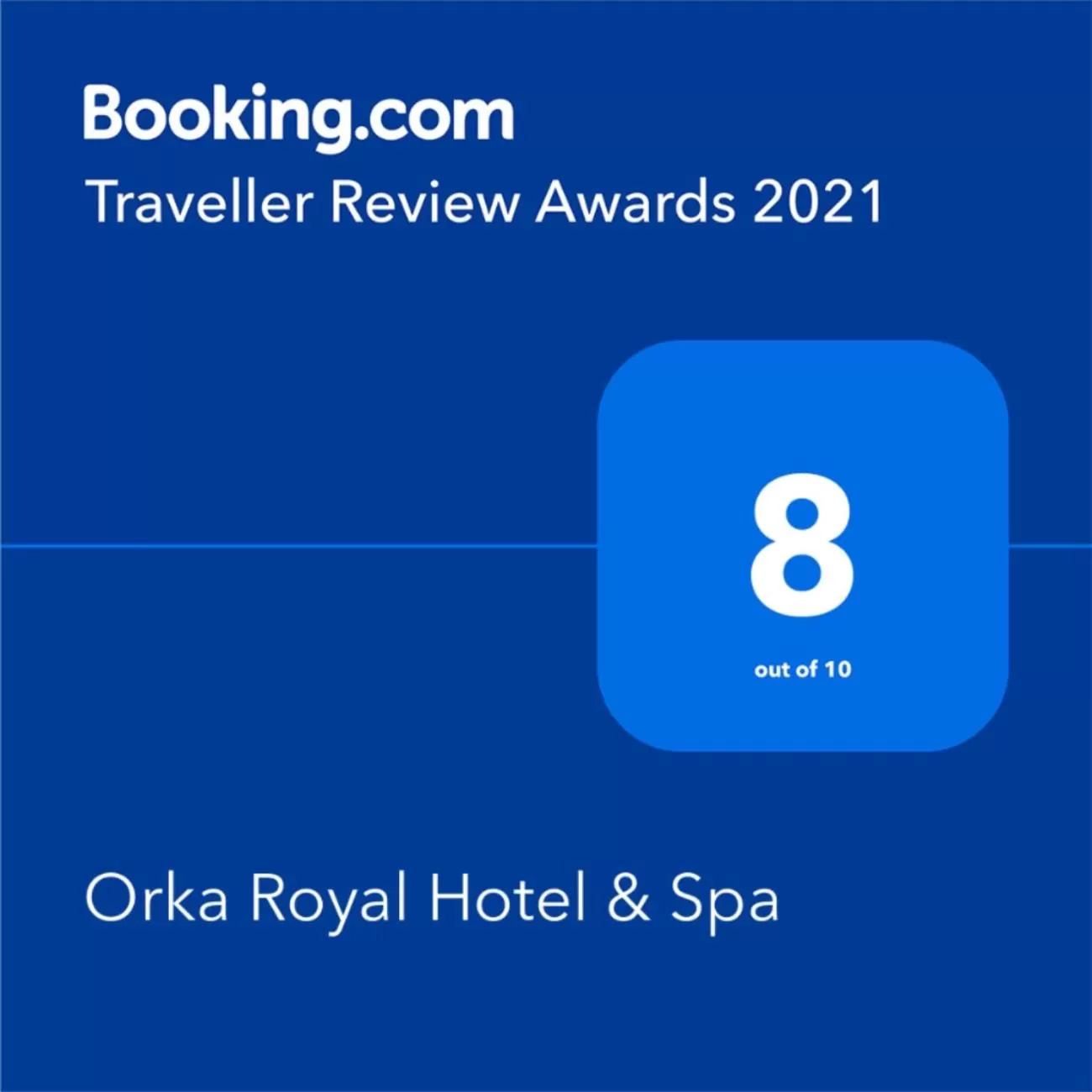 Certificate/Award in Orka Royal Hotel & Spa