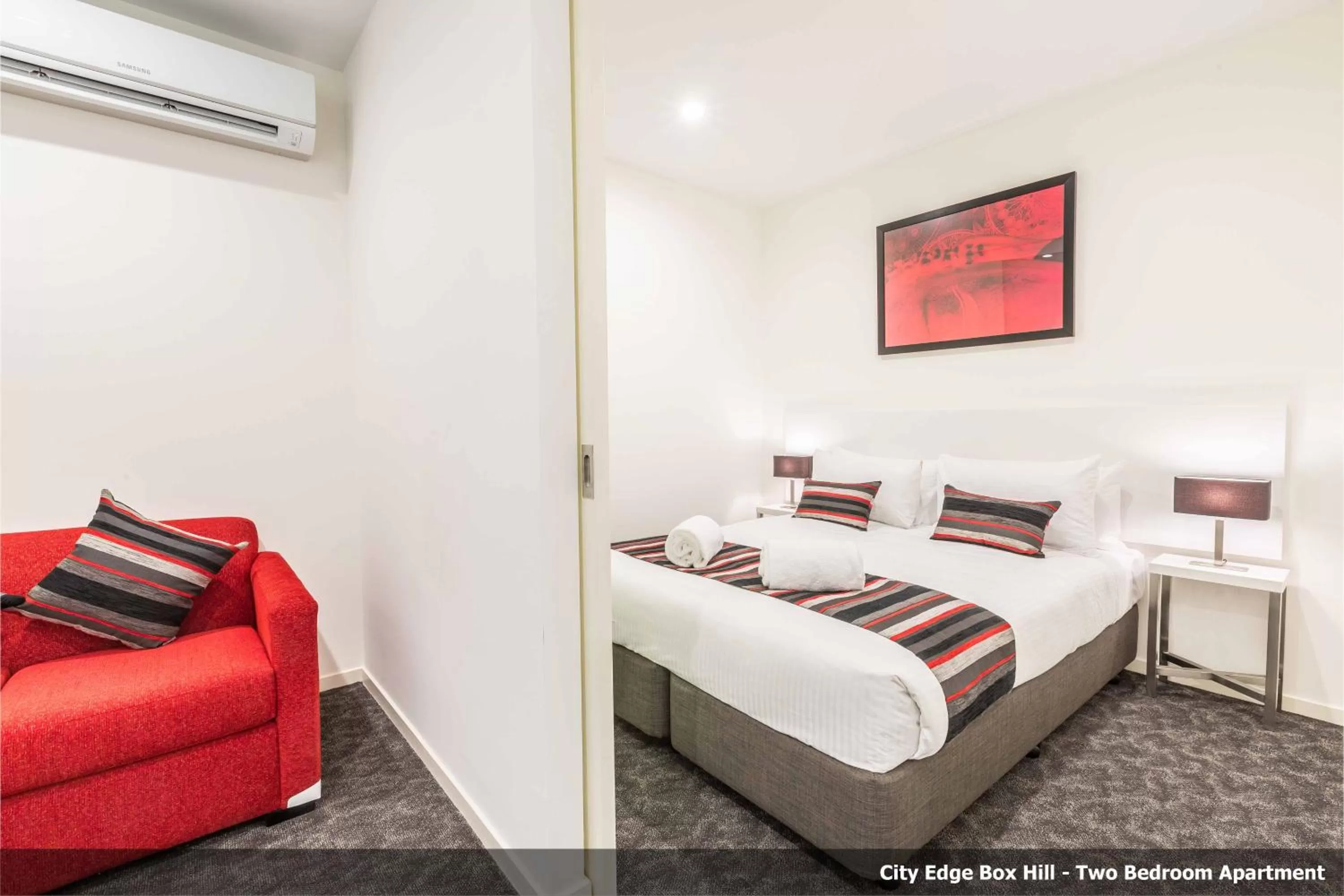 Photo of the whole room, Bed in Comfort Apartments Box Hill