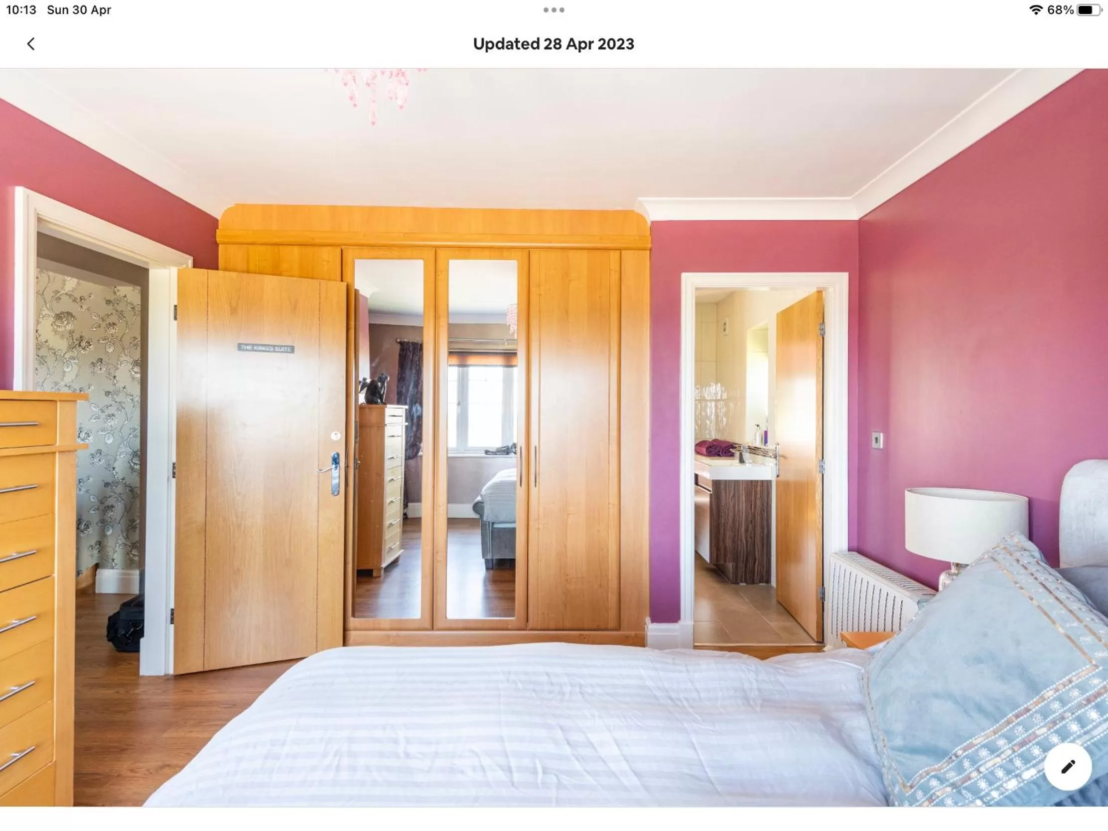 wardrobe, Bed in King's Suite at The Copthorne, Colwyn Bay, LL29 7YP