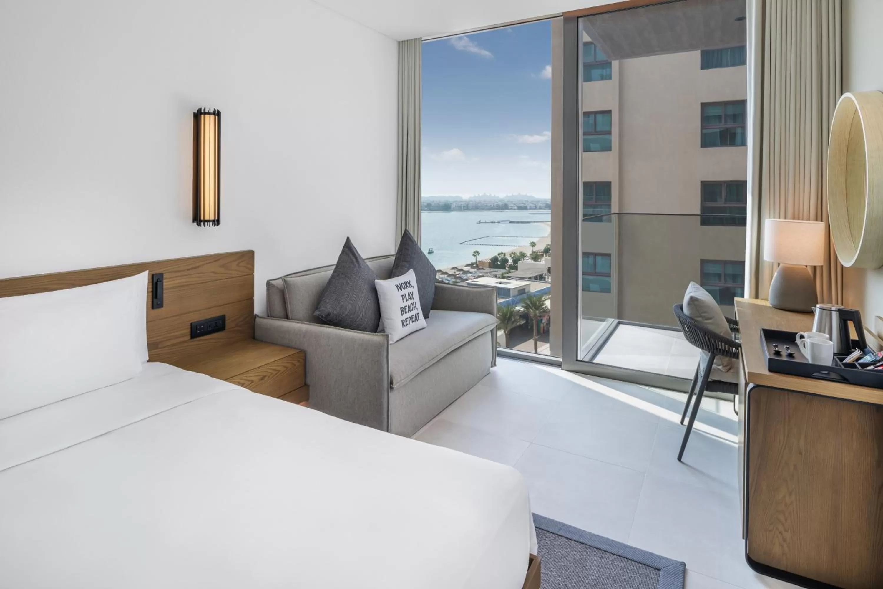 View (from property/room), Bed in Radisson Beach Resort Palm Jumeirah