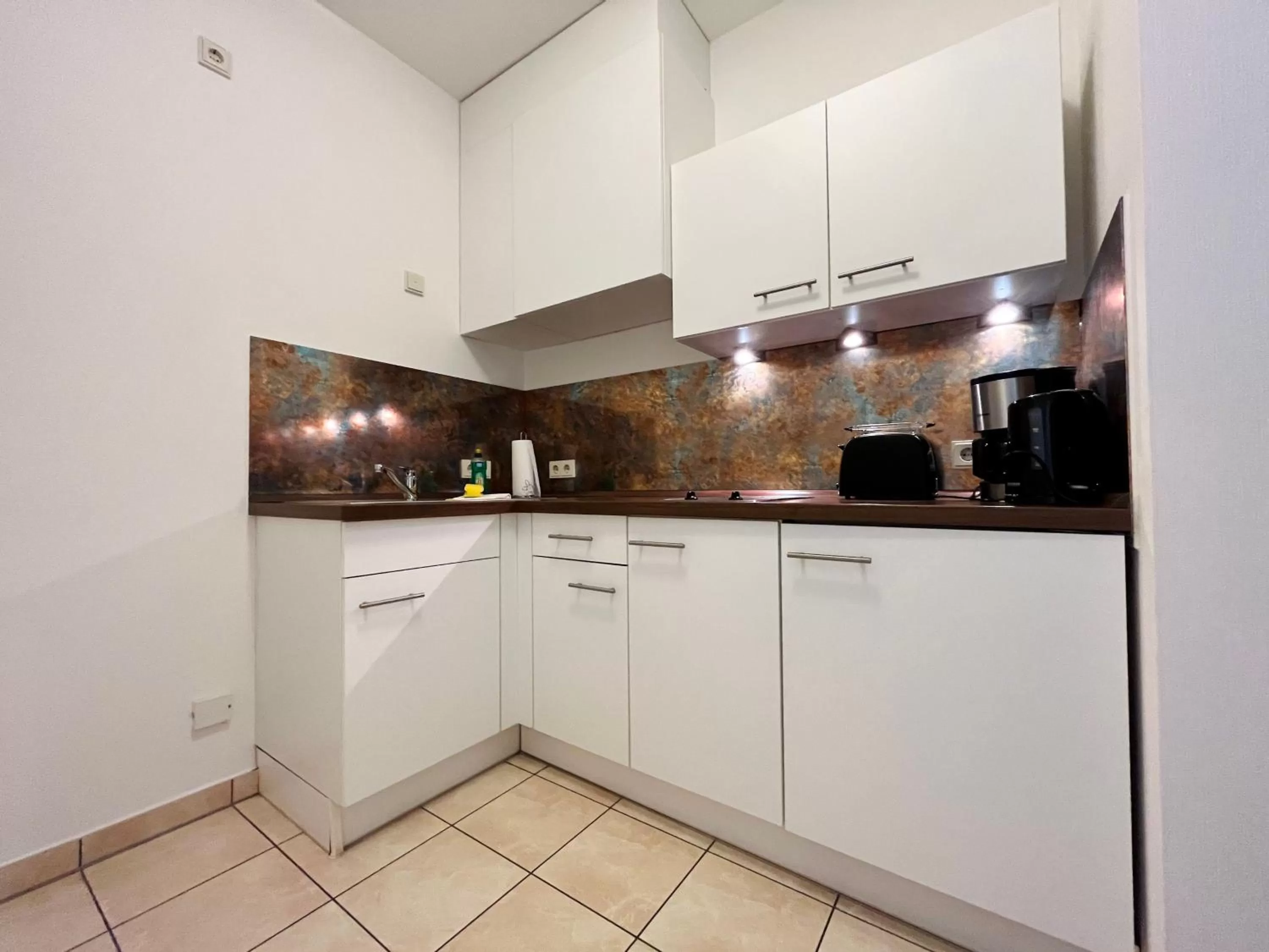 Kitchen or kitchenette in Aparthotel Altes Dresden