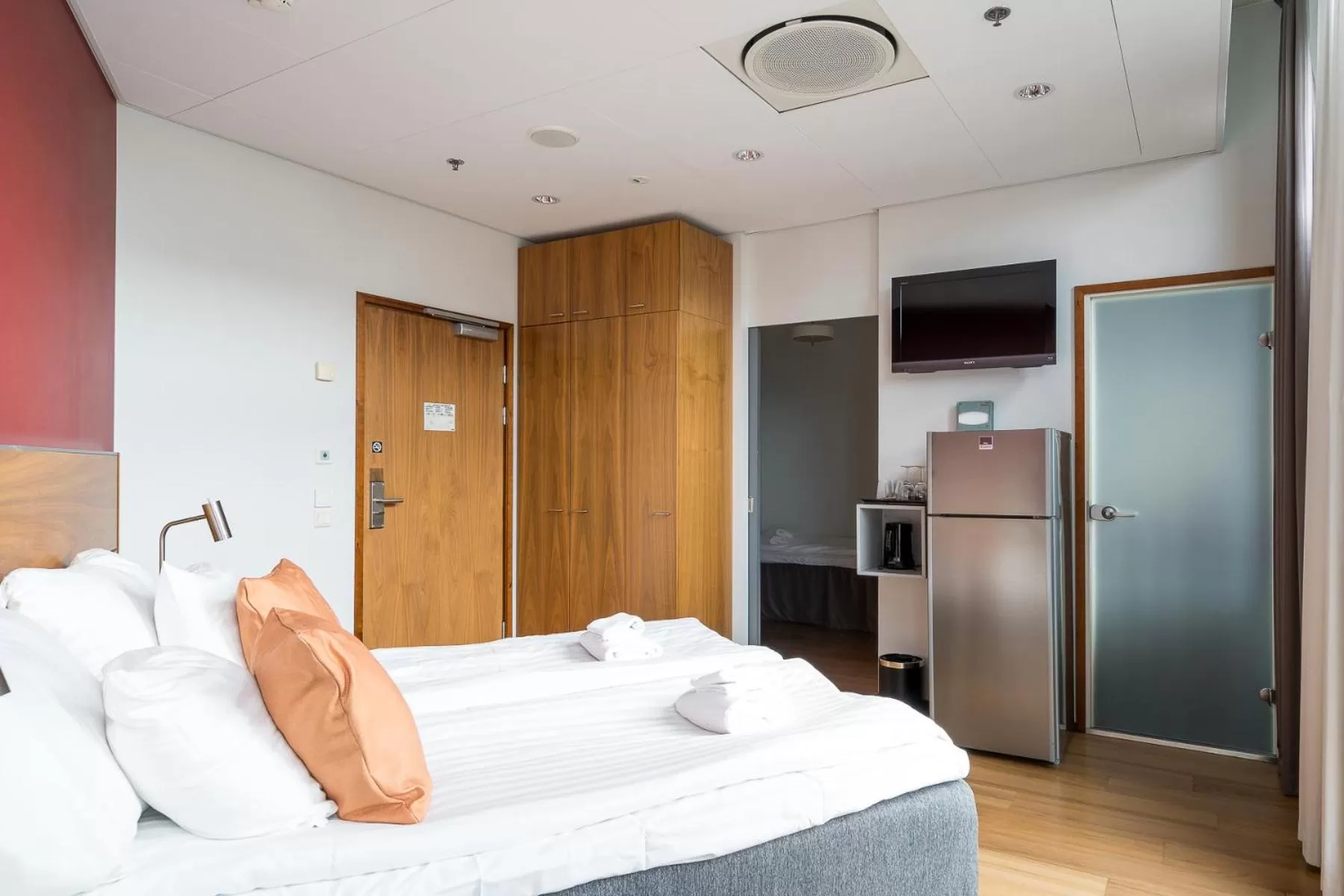 Bed in Hiisi Hotel Helsinki Jätkäsaari