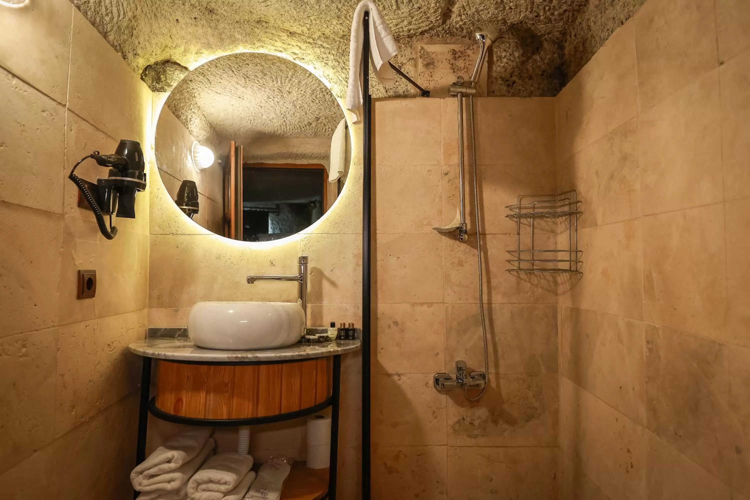 Shower in Mia Cappadocia Cave Hotel