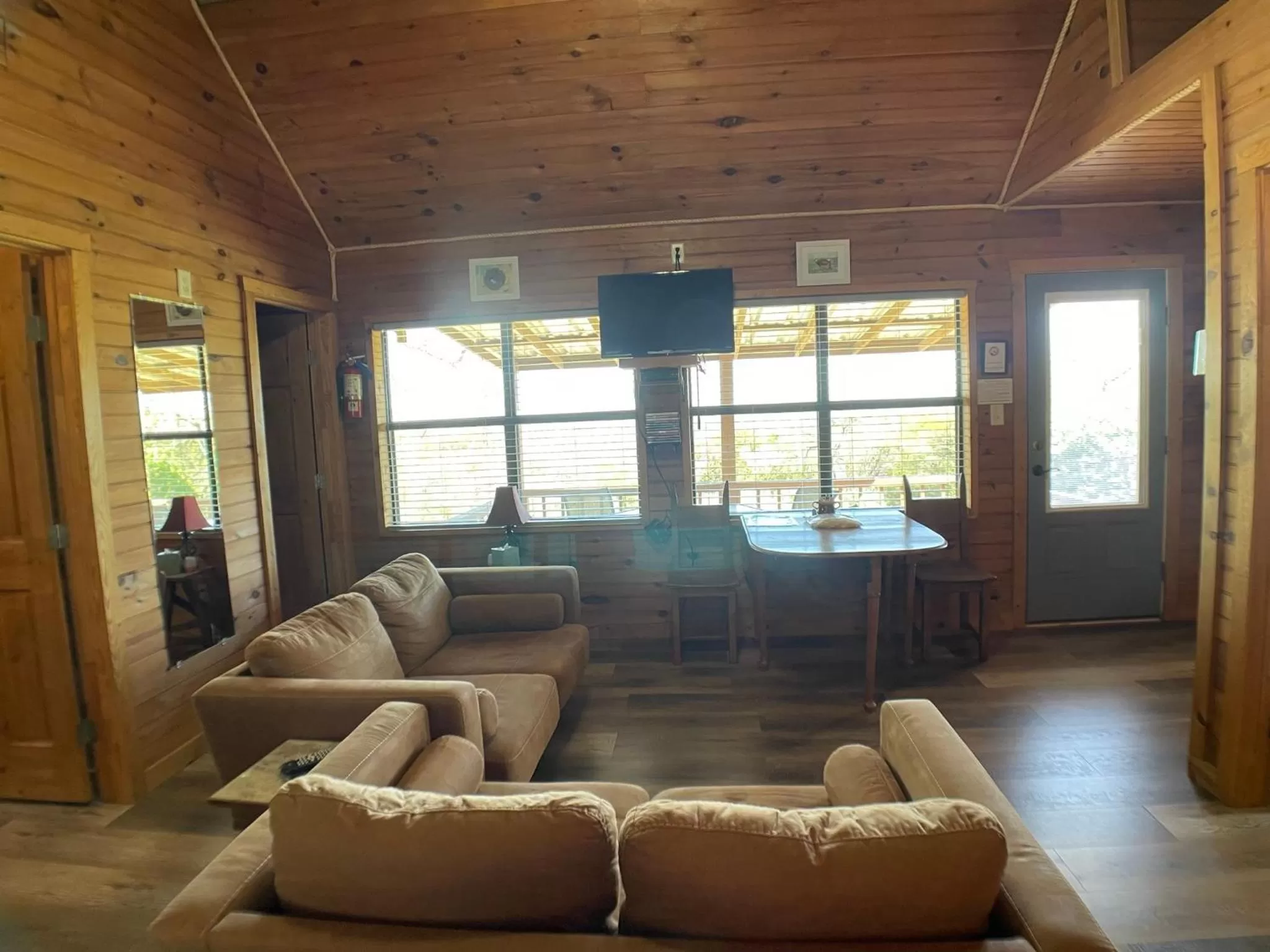 Seating area in Walnut Canyon Cabins