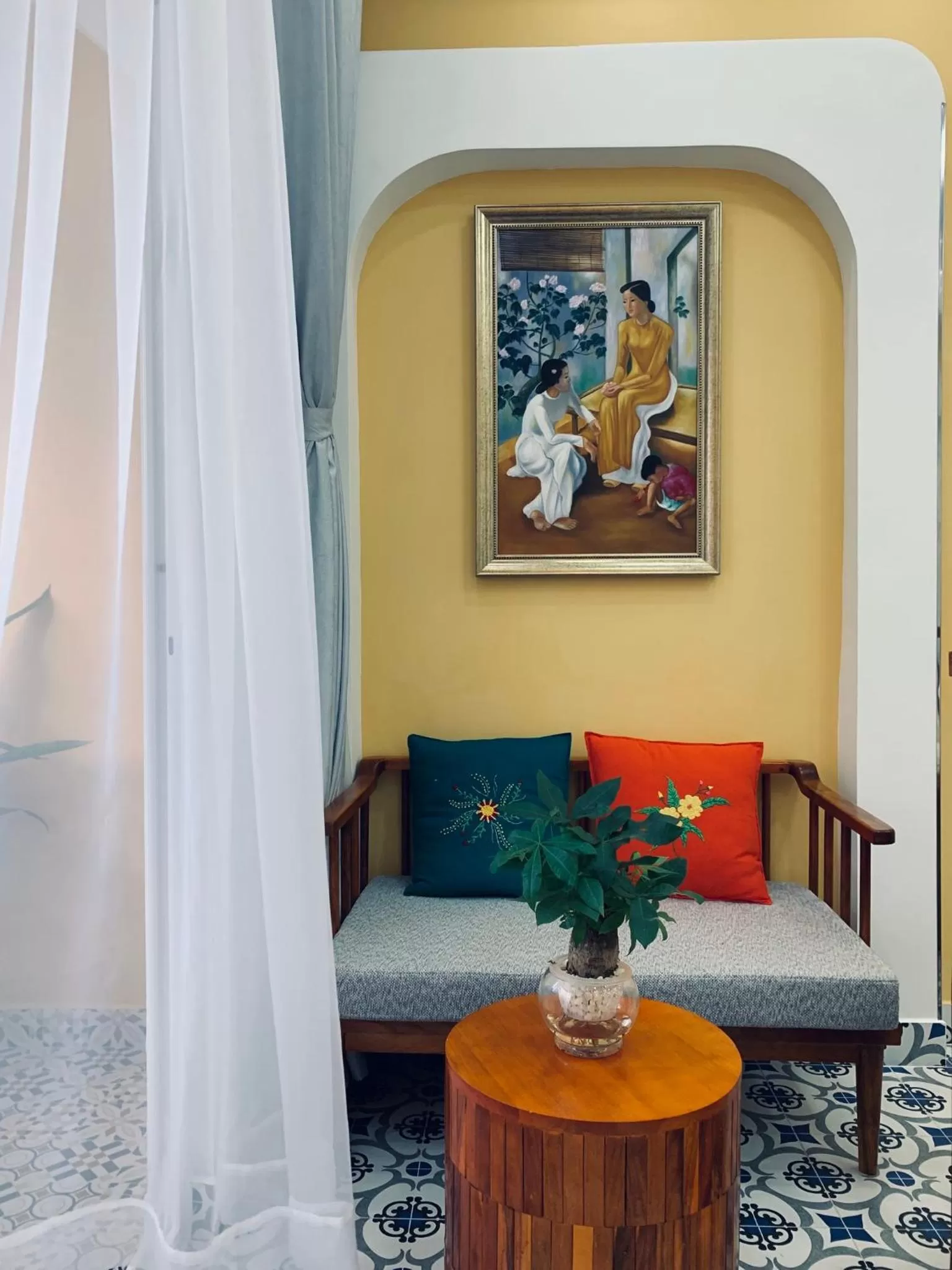 Seating area in Chez Mimosa Local