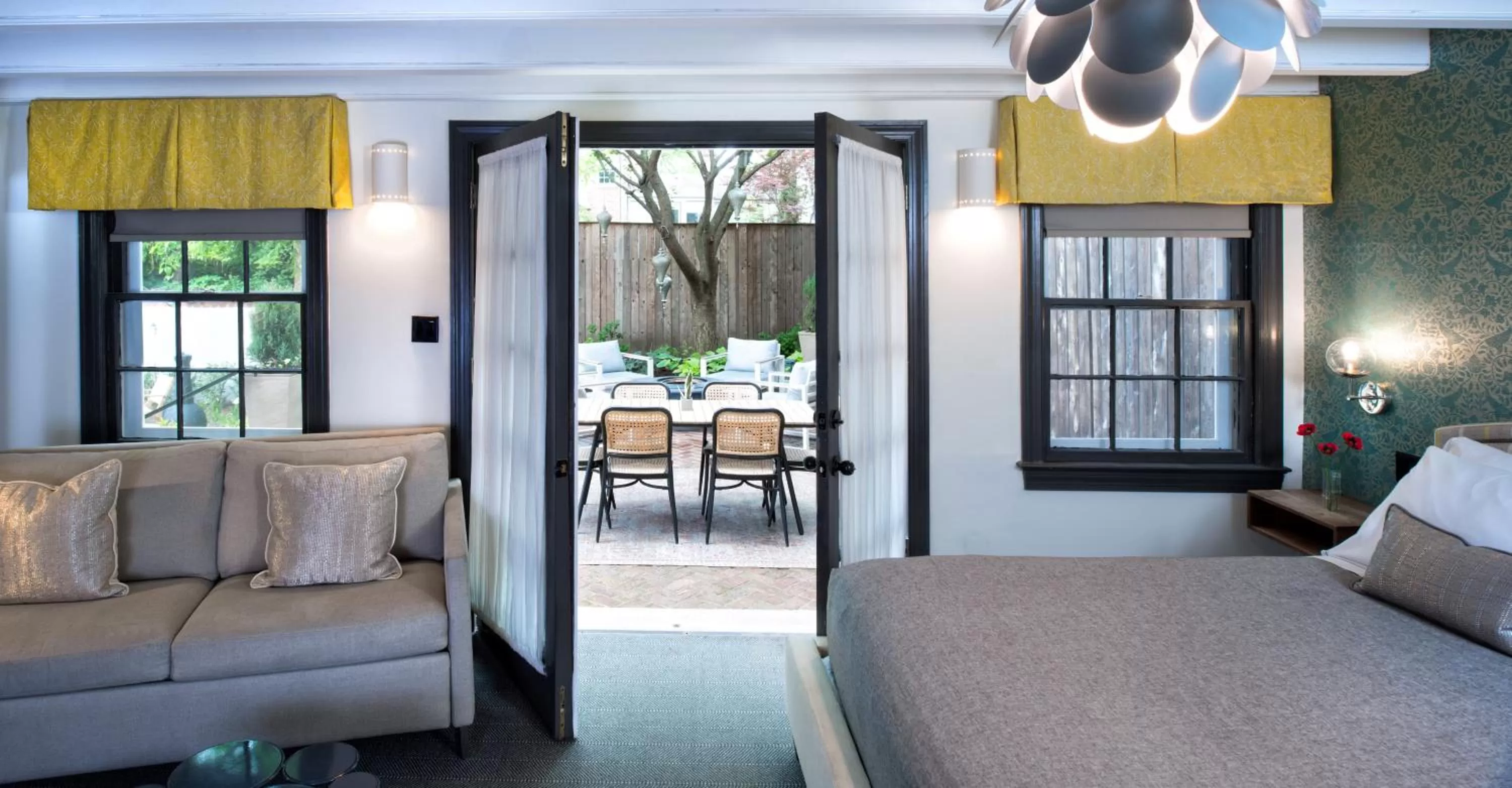 Patio, Bed in The Poppy Georgetown Guesthouse and Gardens