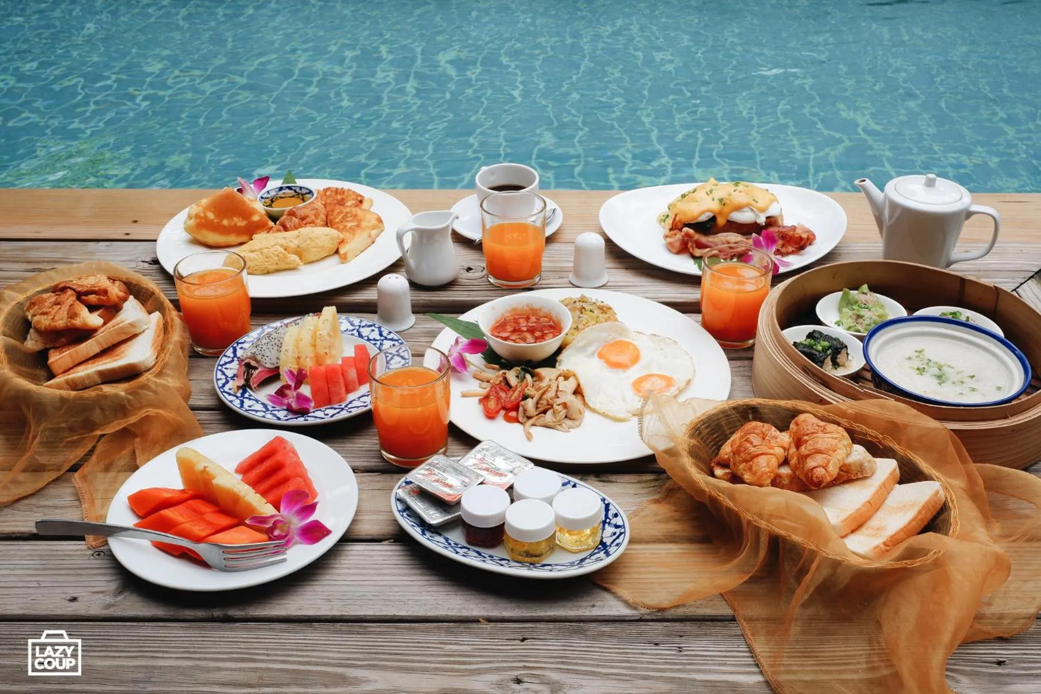 Asian breakfast in Tango Luxe Beach Villa, Koh Samui