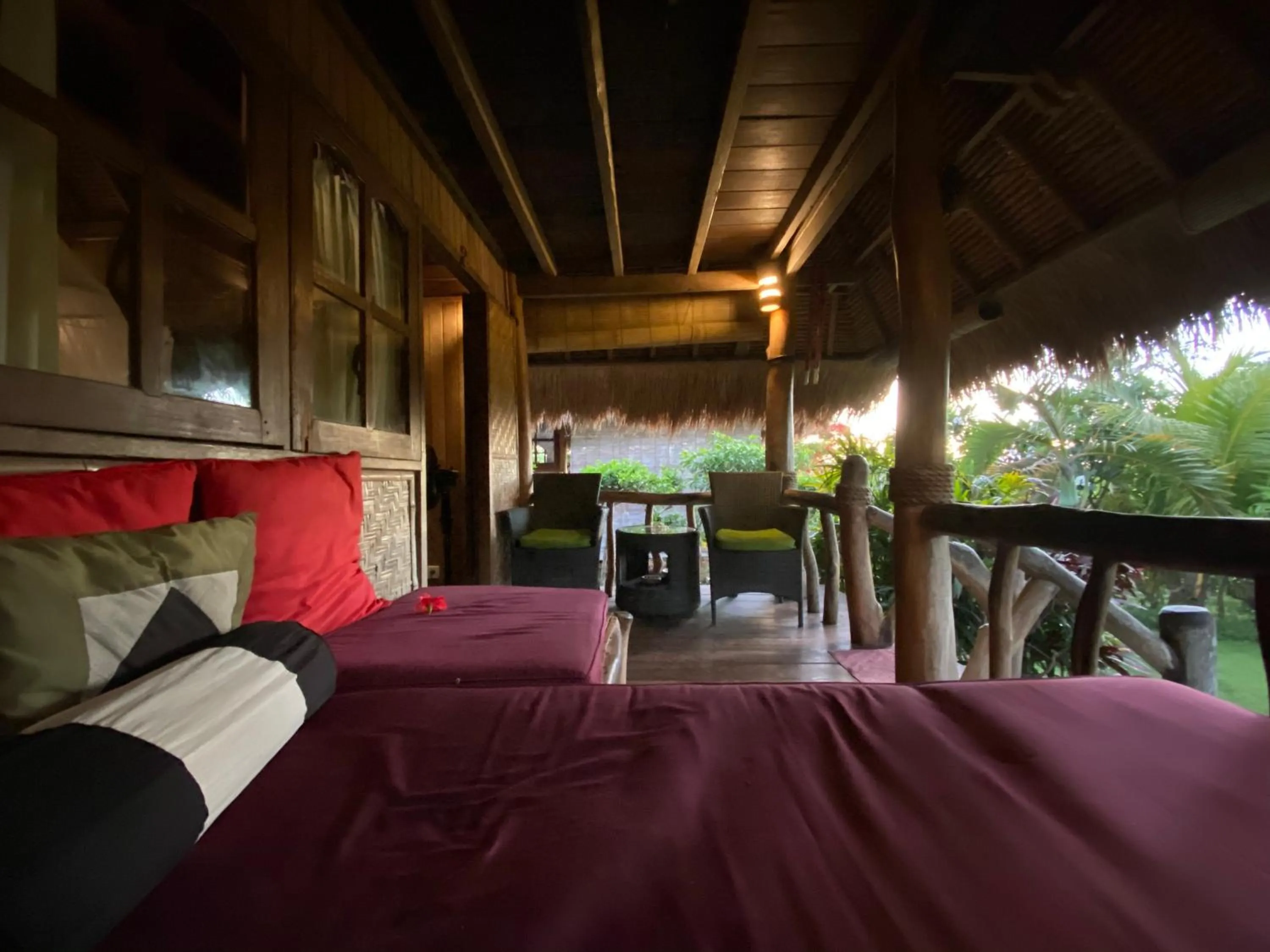 Living room, Bed in Flower Bud Bungalow Balangan