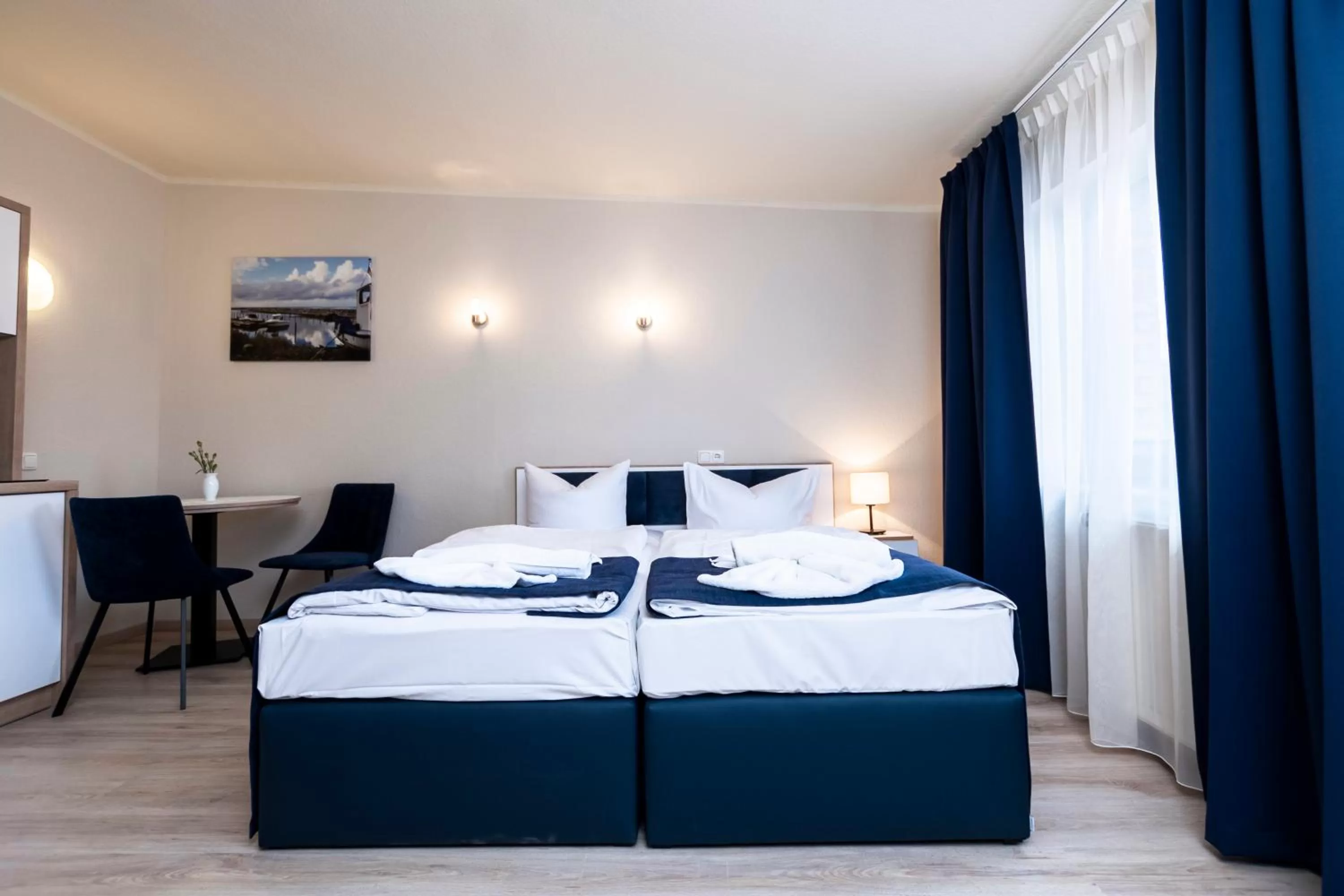 Bed in Aparthotel Stralsund Studios und Apartments