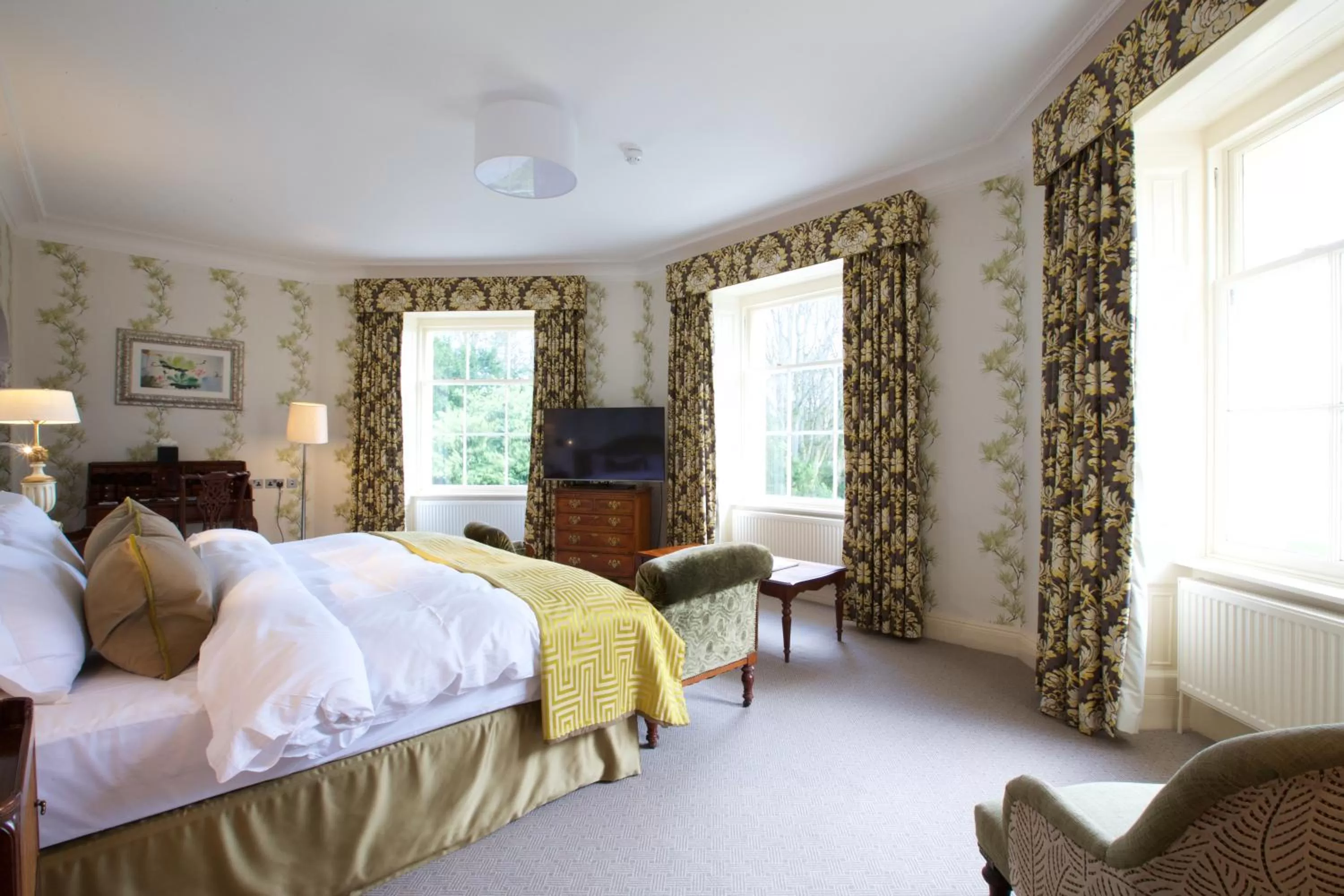 Photo of the whole room, Bed in Storrs Hall Hotel on the shore of Lake Windermere