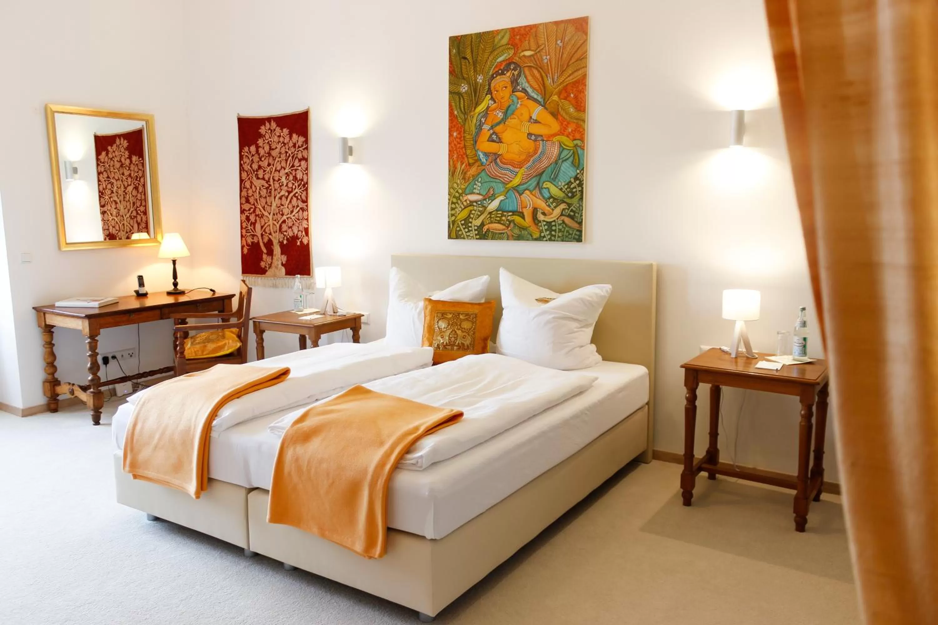 Bed in BioHotel Schloss Kirchberg