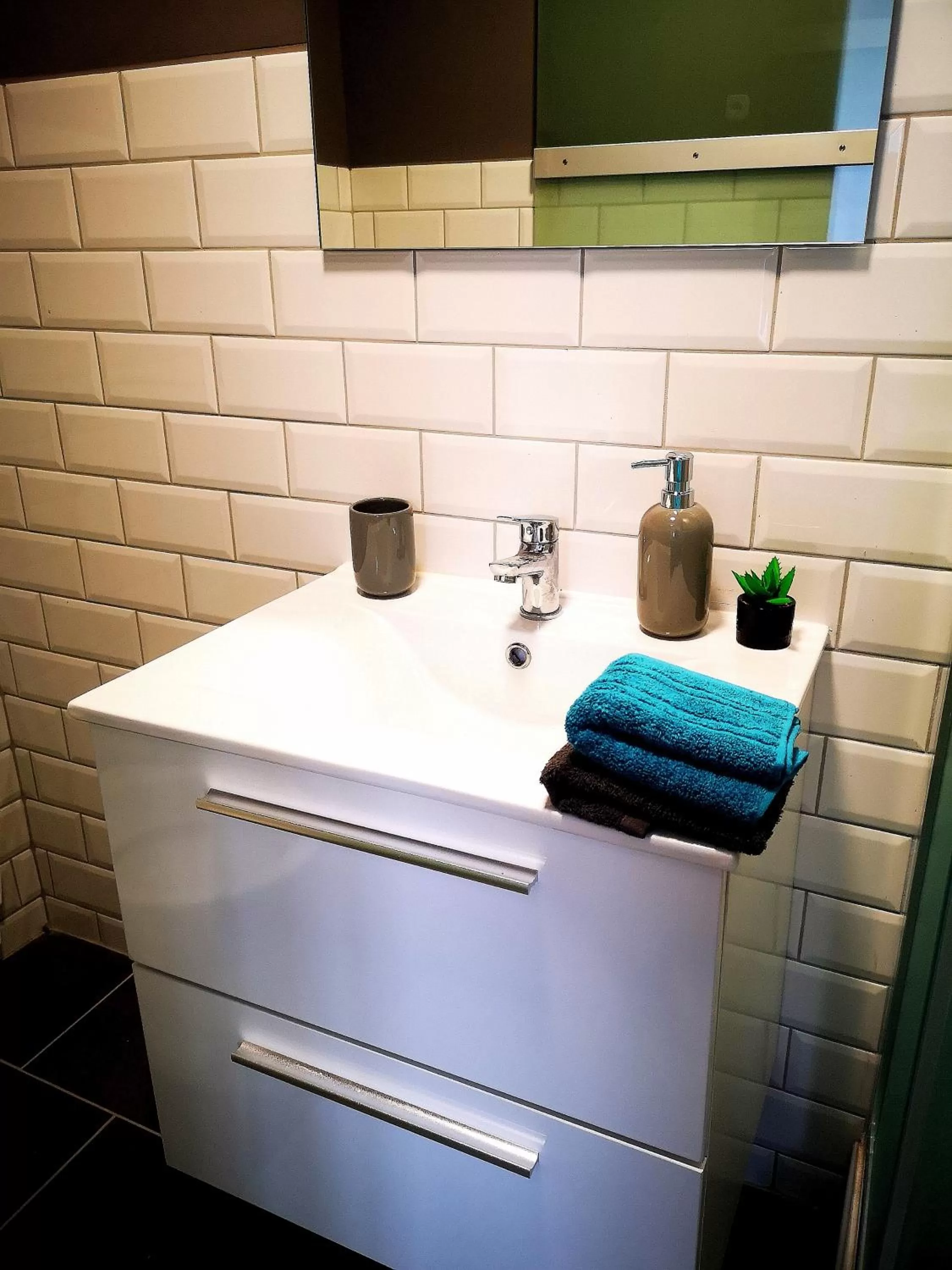 Bathroom, Kitchen/Kitchenette in Zöld Sziget Wellness