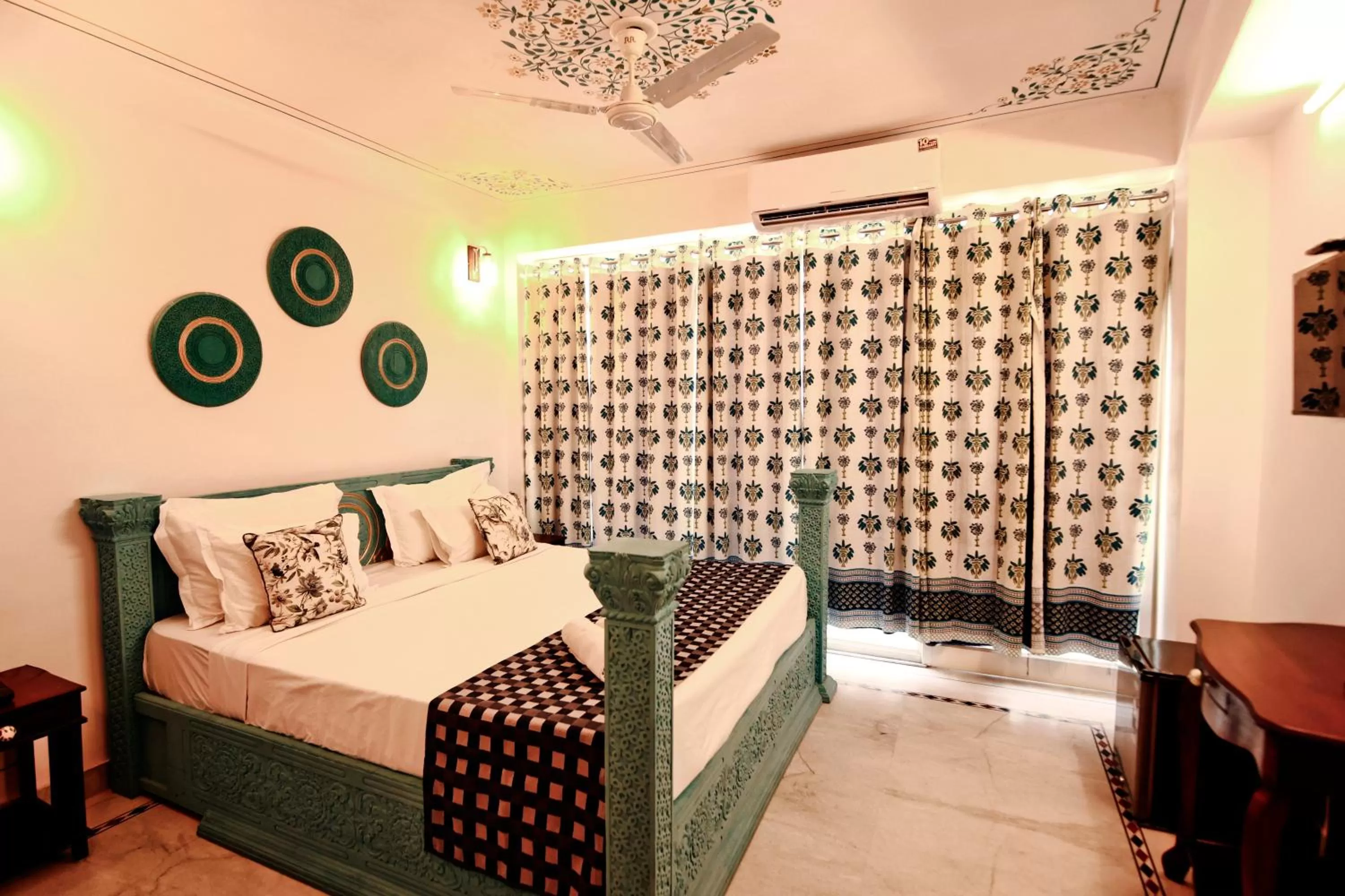 View (from property/room), Bed in The Lake View Hotel- On Lake Pichola