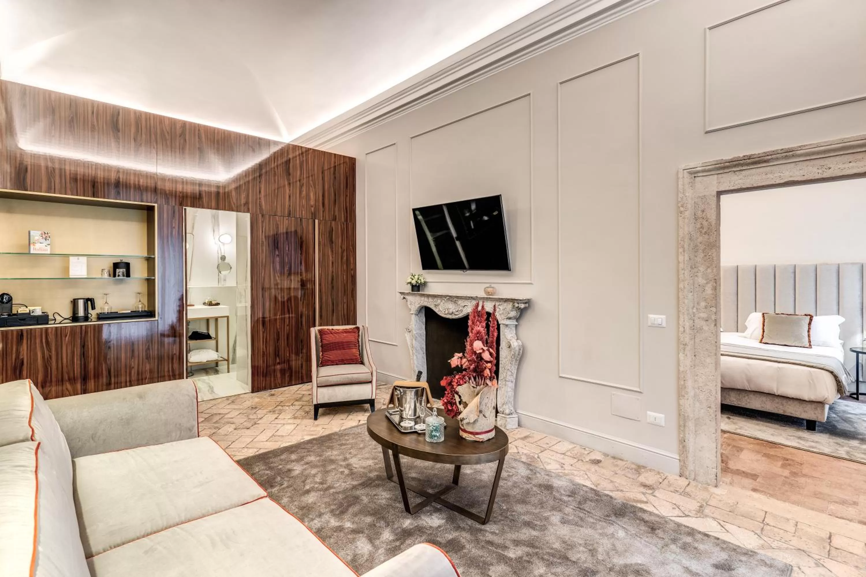 Living room, Bed in Eitch Borromini Palazzo Pamphilj
