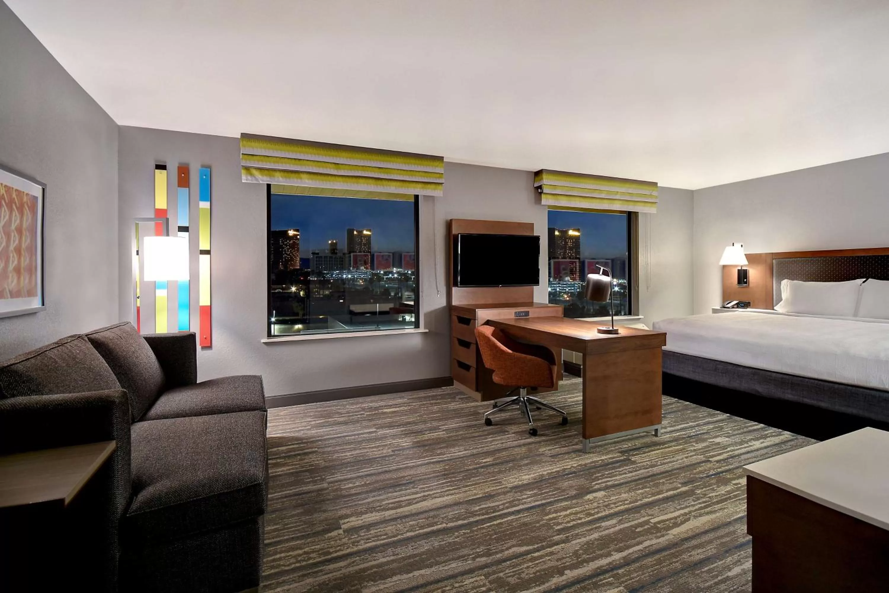 Living room, Bed in Hampton Inn & Suites Las Vegas Convention Center - No Resort Fee