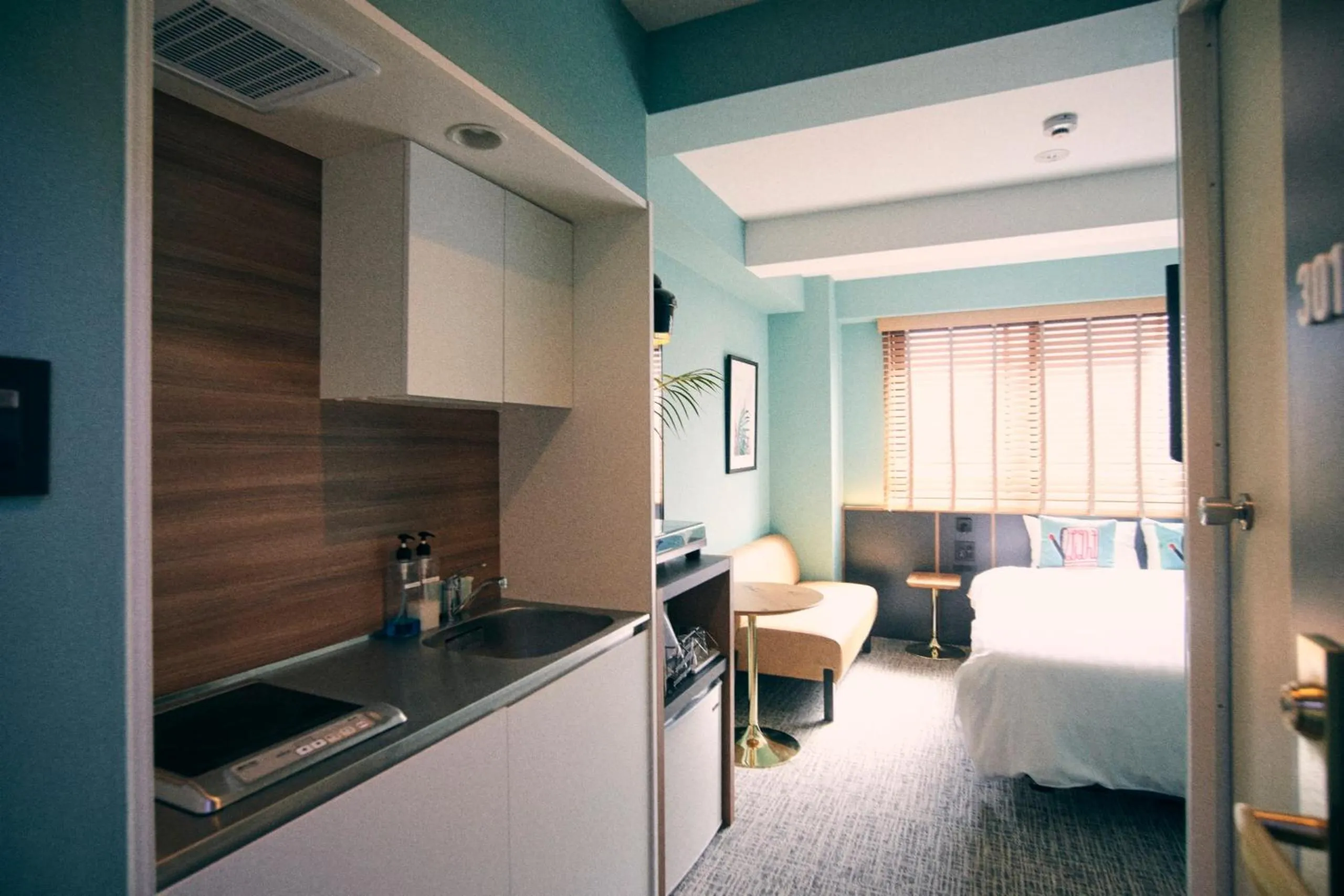 Bed in Hotel She, Kyoto