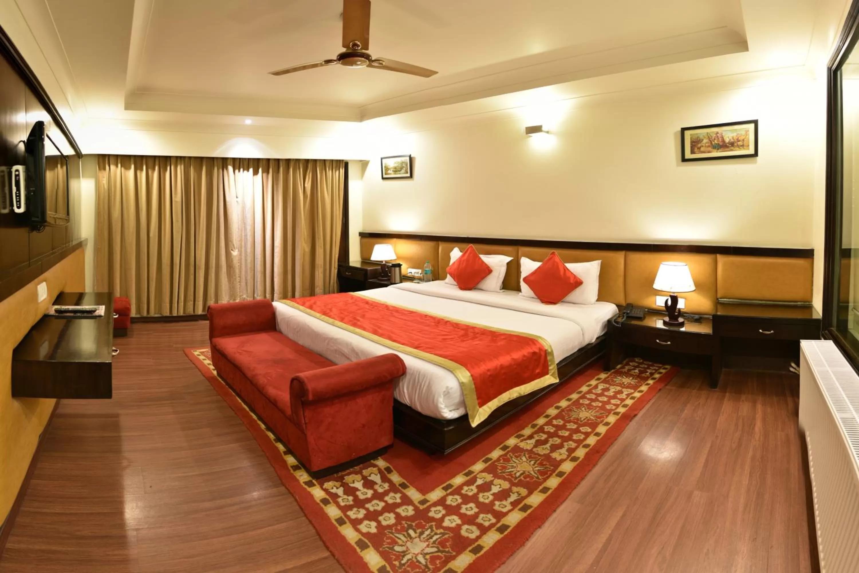 Photo of the whole room, Bed in Indraprastha Resort - Centrally Heated Rooms, with Gym, Games & Spa