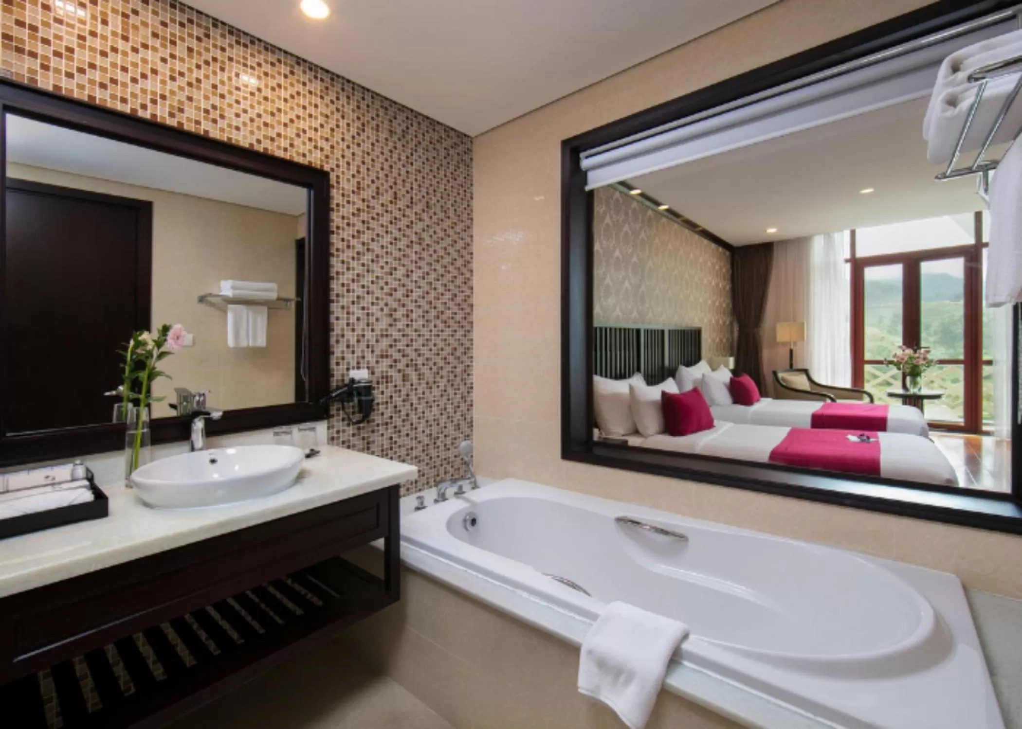 Bathroom, Bed in Swiss-Belresort Tuyen Lam