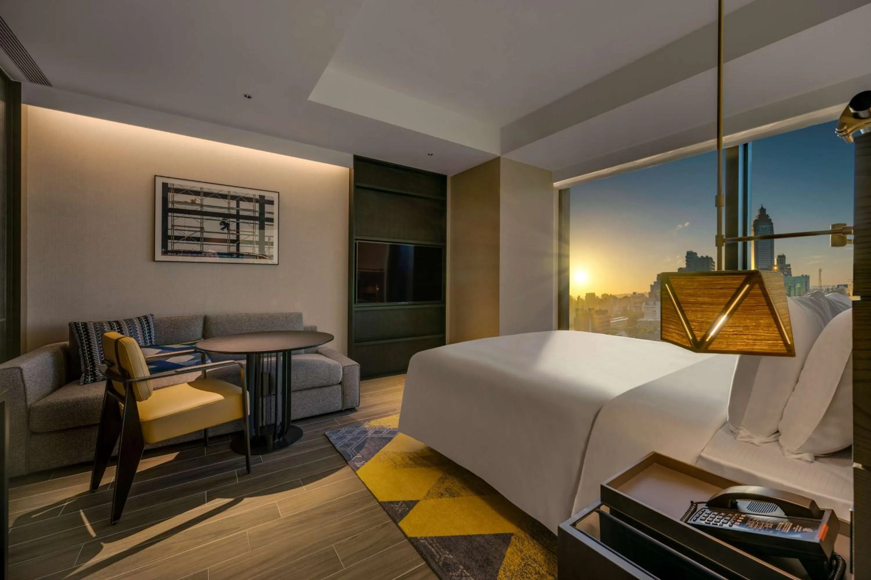 Living room, Bed in Hotel Resonance Taipei, Tapestry Collection by Hilton