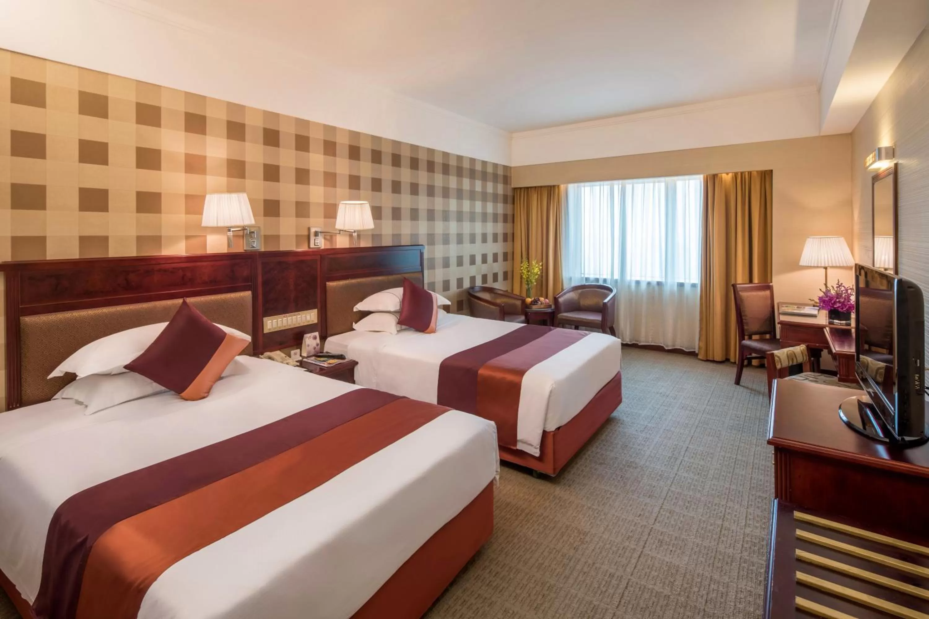 Decorative detail, Bed in Asia International Hotel Guangdong