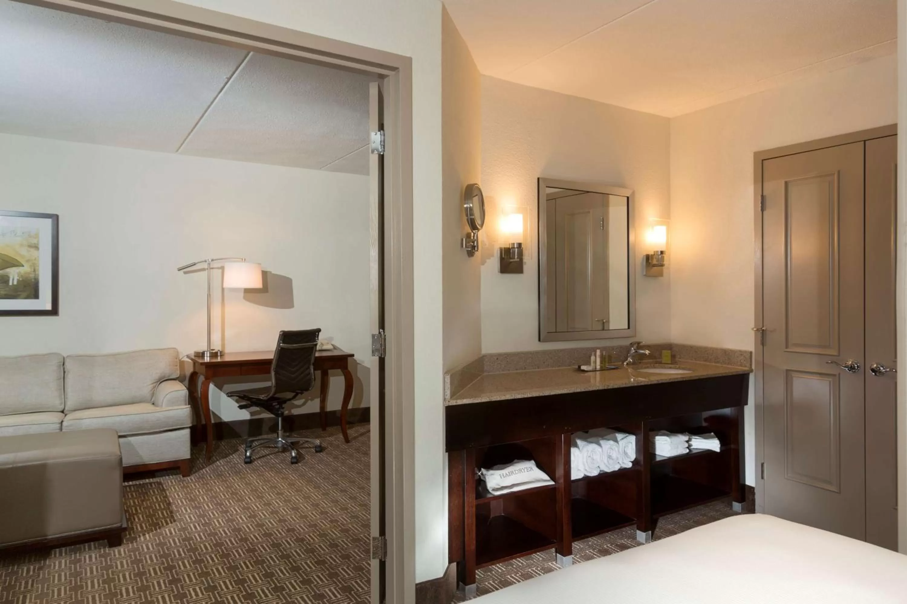 Bathroom, Bed in DoubleTree Suites by Hilton Nashville Airport
