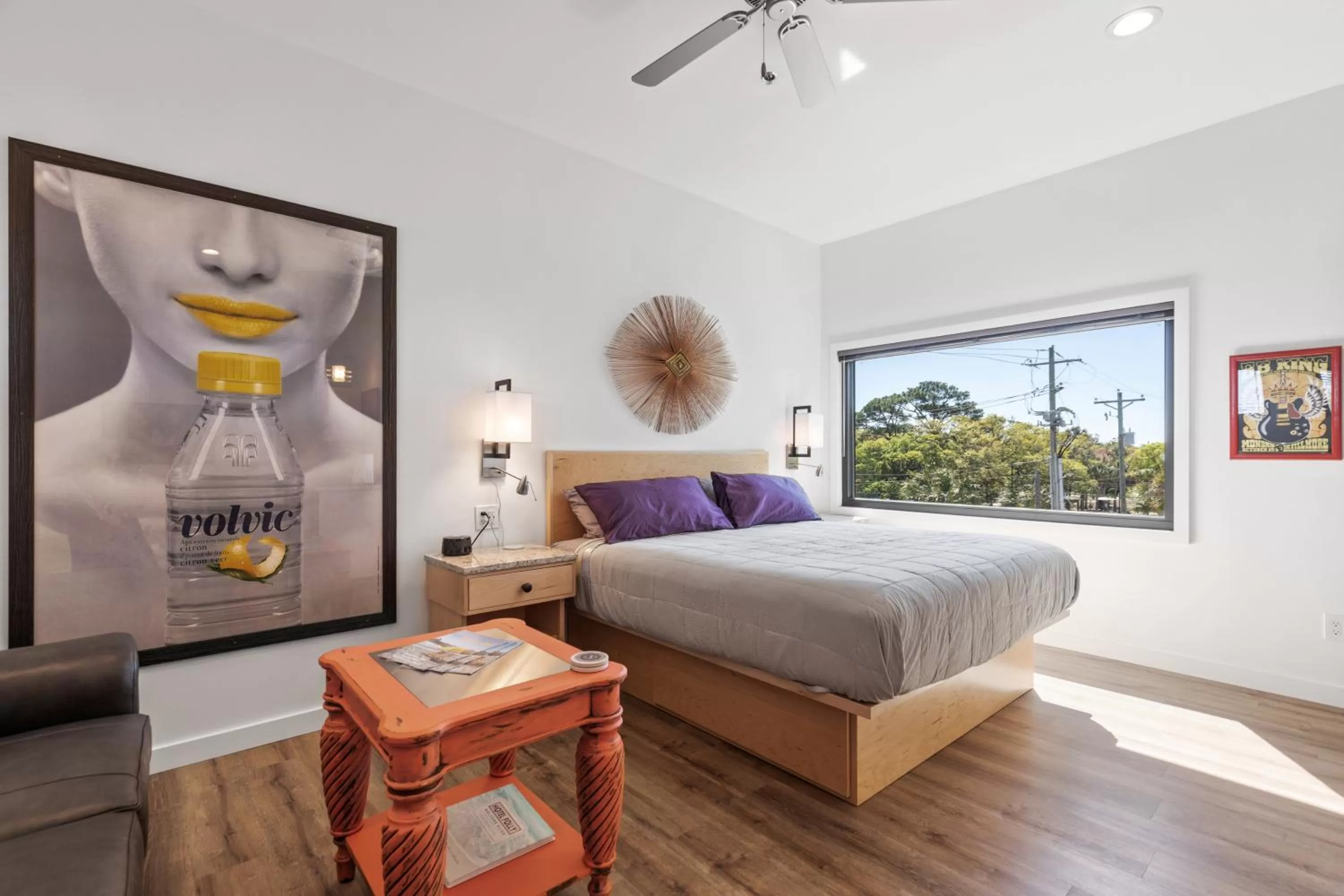 Bed in Hotel Folly with Marsh and Sunset Views