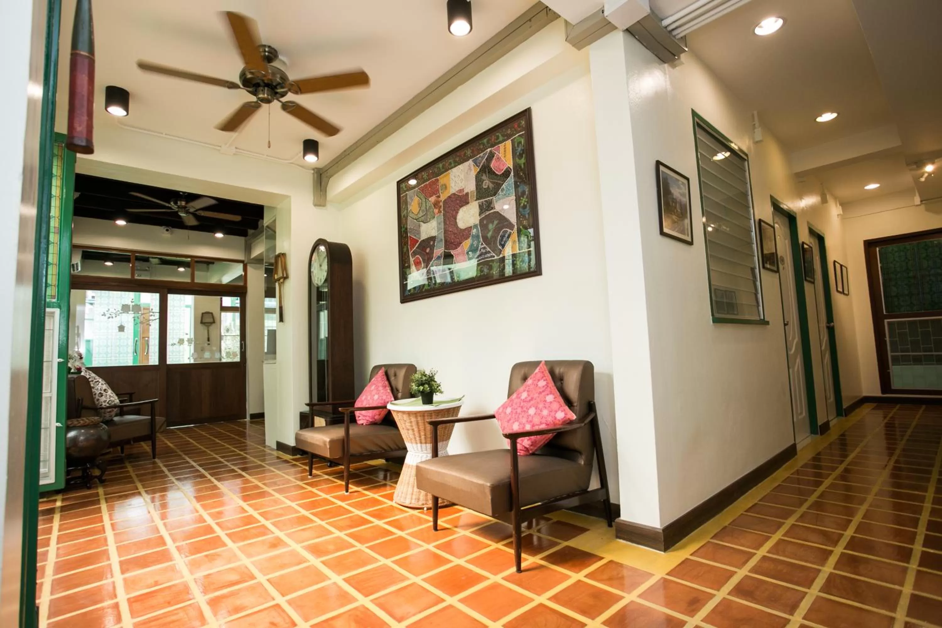 Seating area in Greenery Hostel