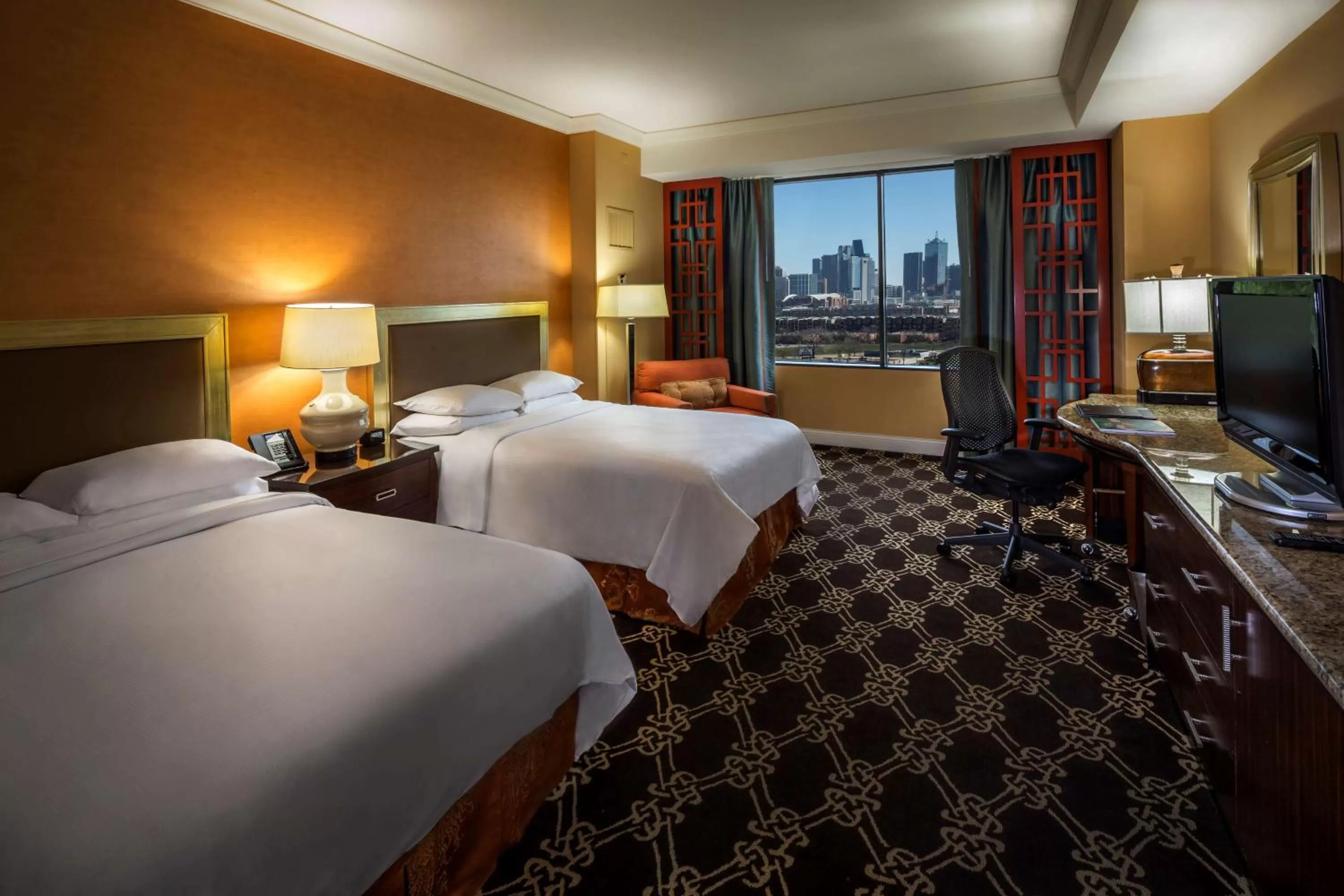 Double Room with Two Double Beds - Disability Access with Roll In Shower in Hilton Anatole