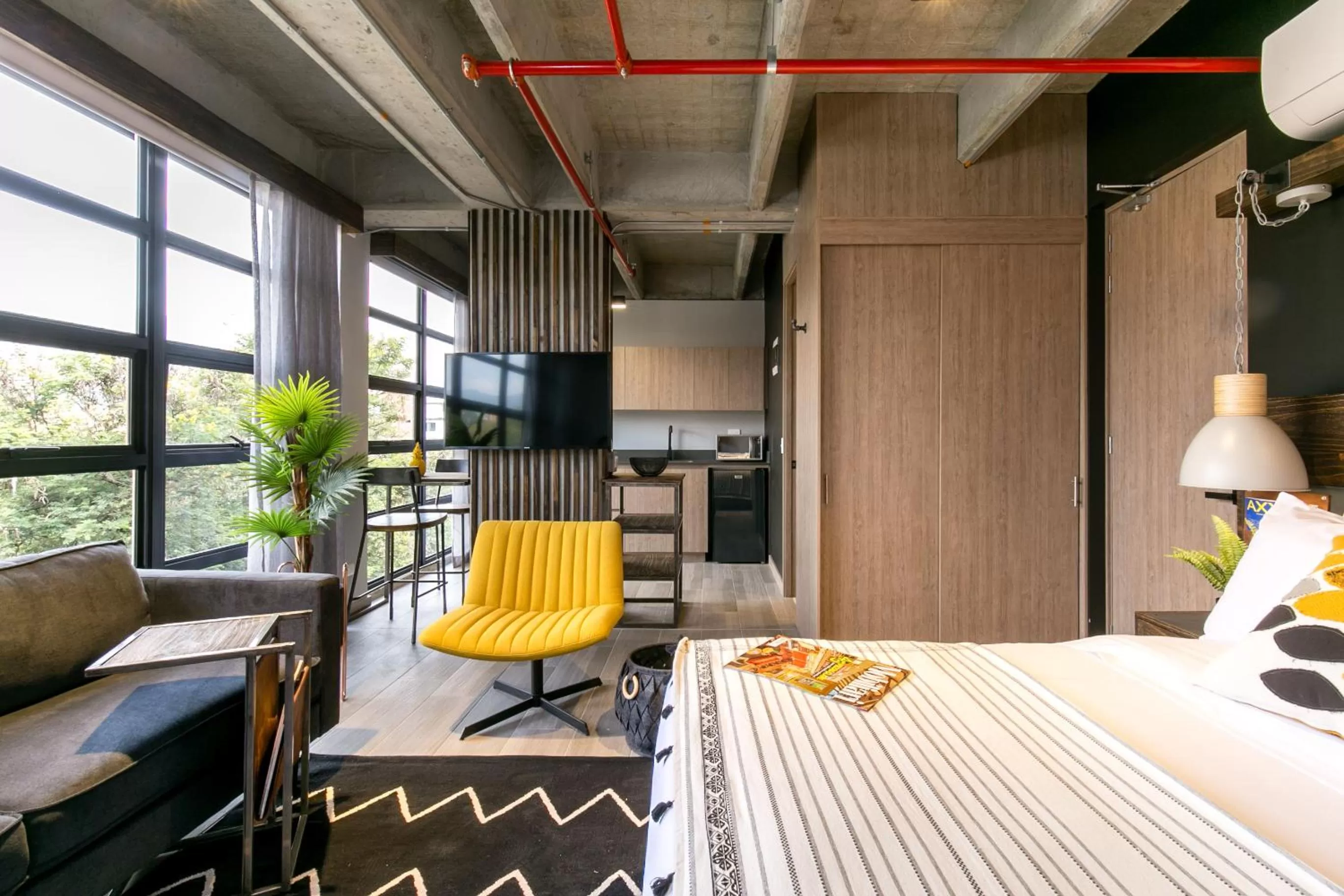 Bed in Factory Lofts Hotel