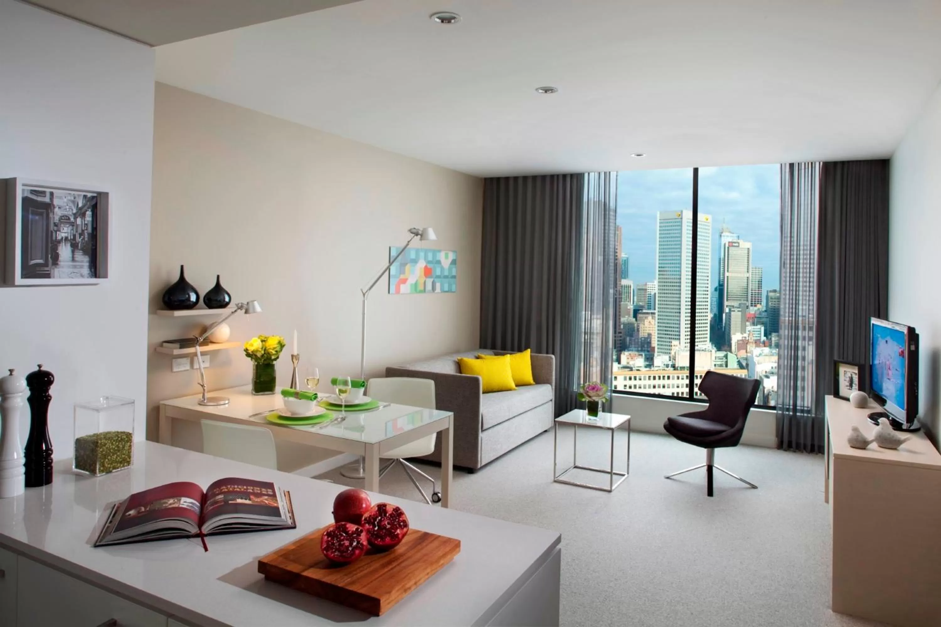 Living room in Citadines on Bourke Melbourne