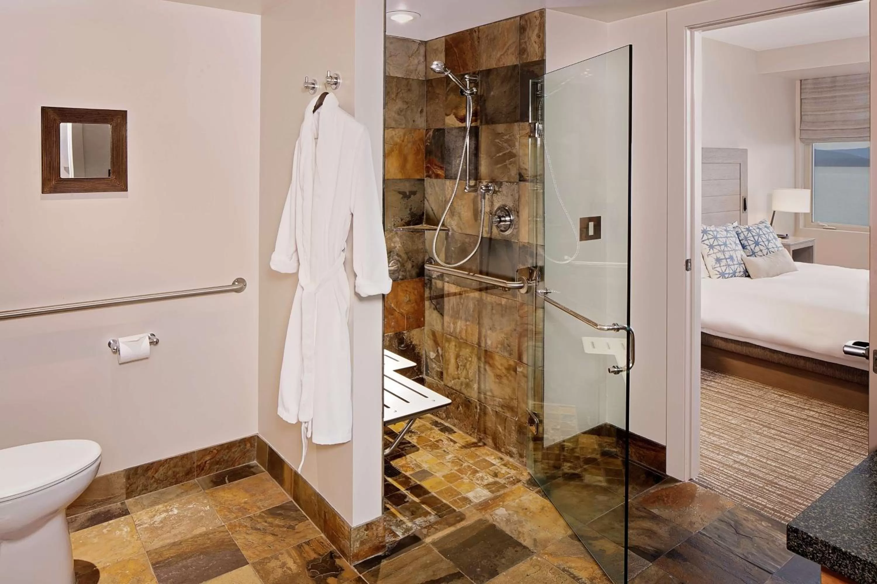 Bathroom, Bed in Chrysalis Inn & Spa Bellingham, Curio Collection by Hilton