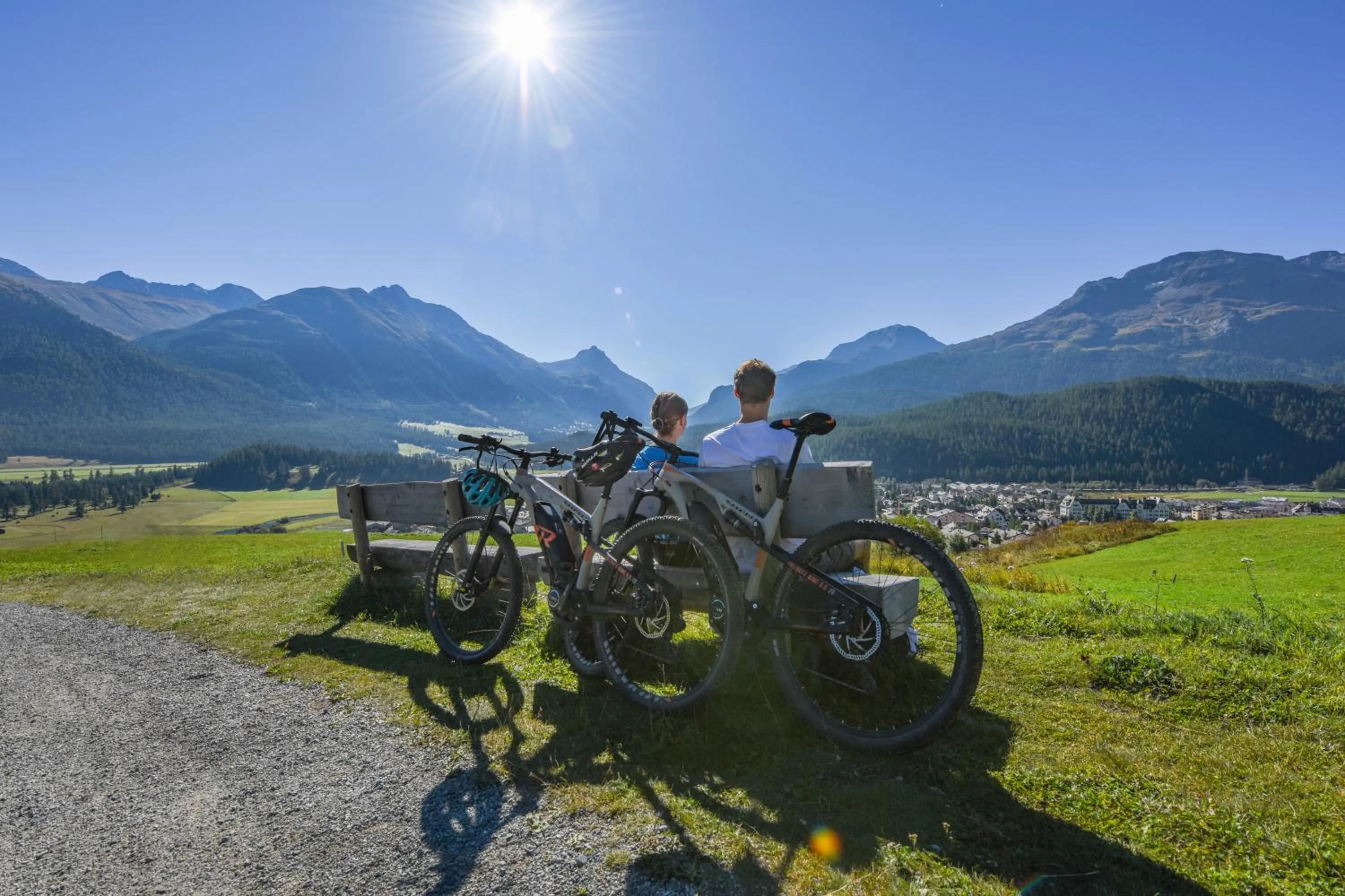 Cycling in Cresta Palace Celerina St Moritz Ski In and Ski Out