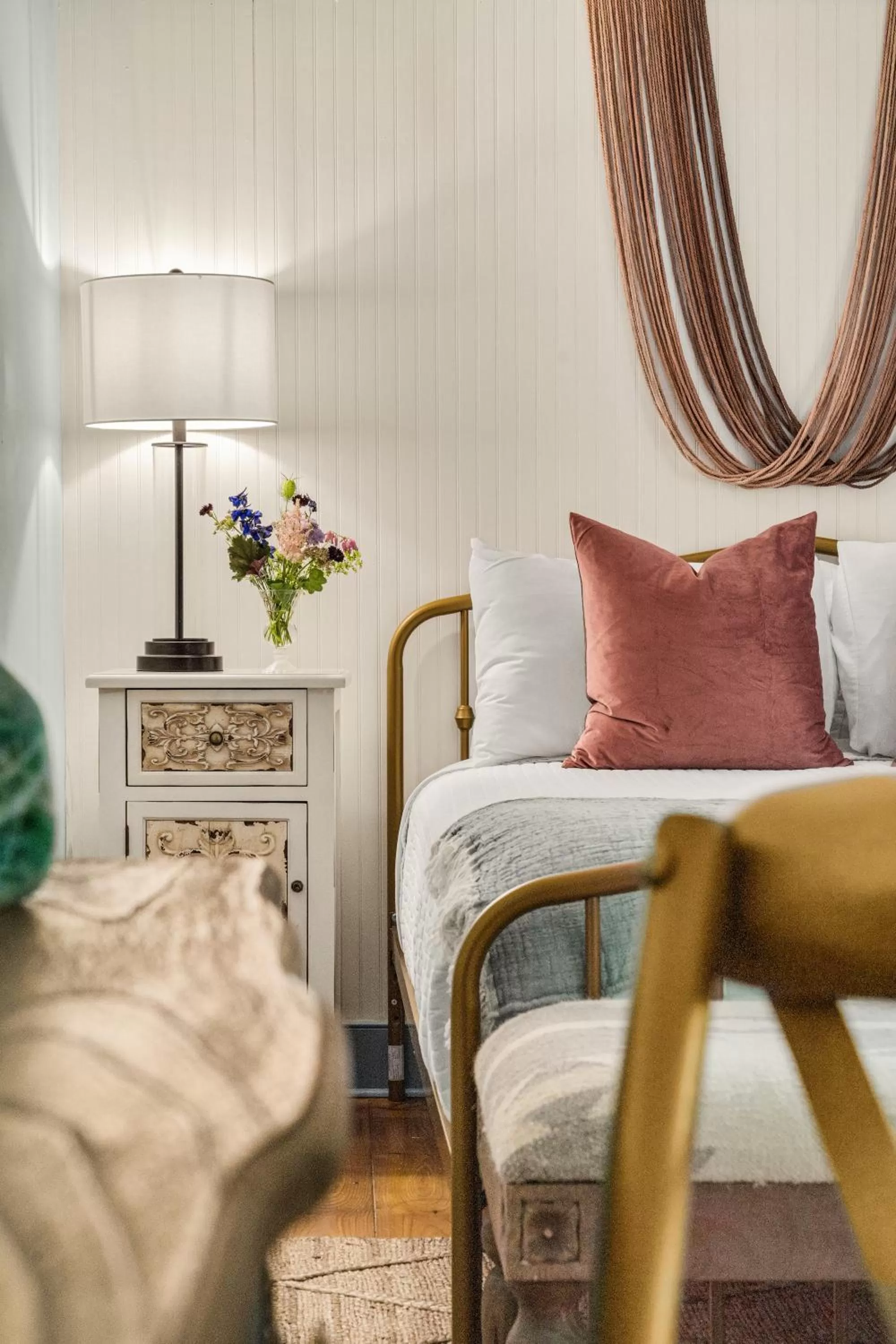 Decorative detail, Bed in Inn at Silver Maple Farm