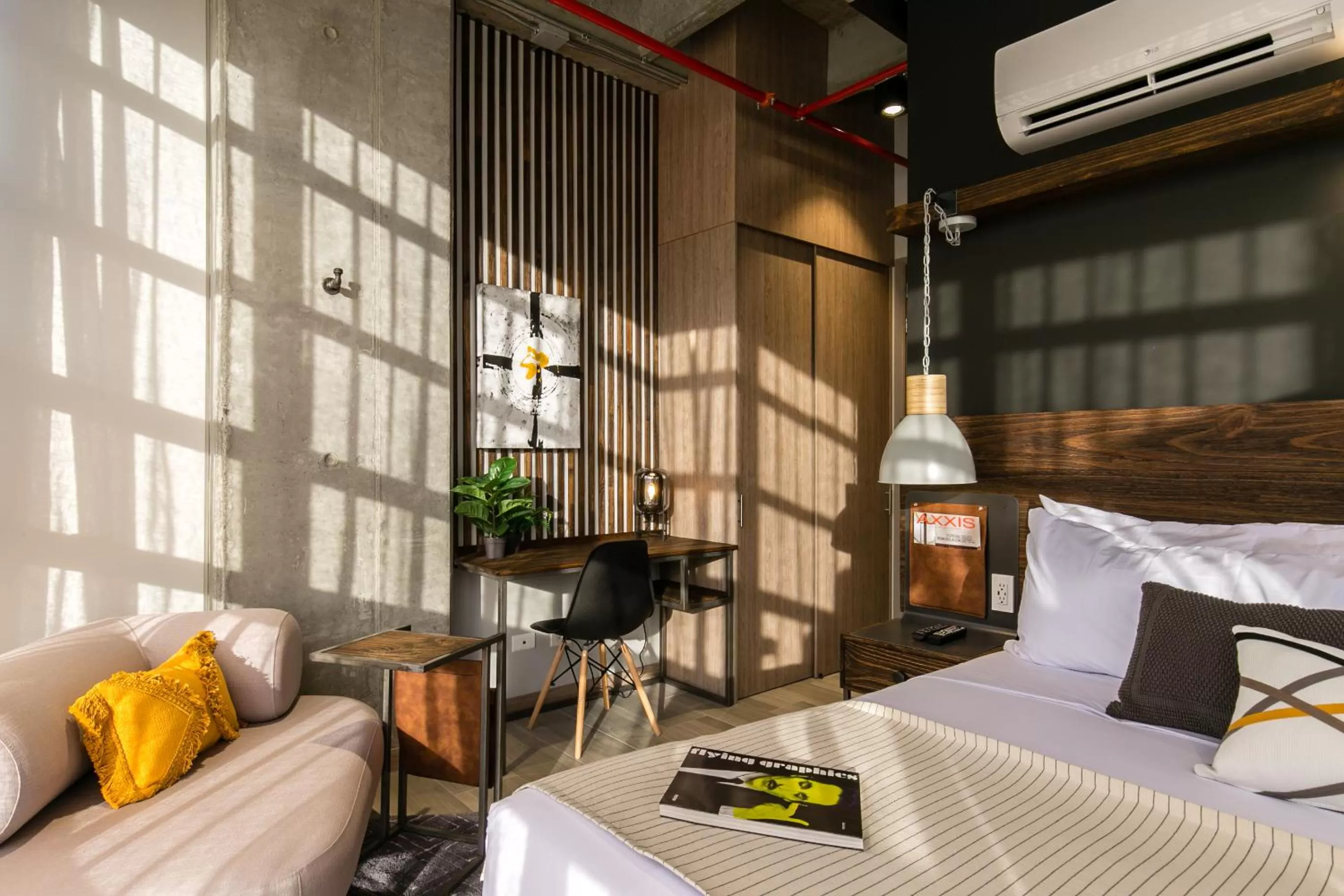 Bed in Factory Lofts Hotel