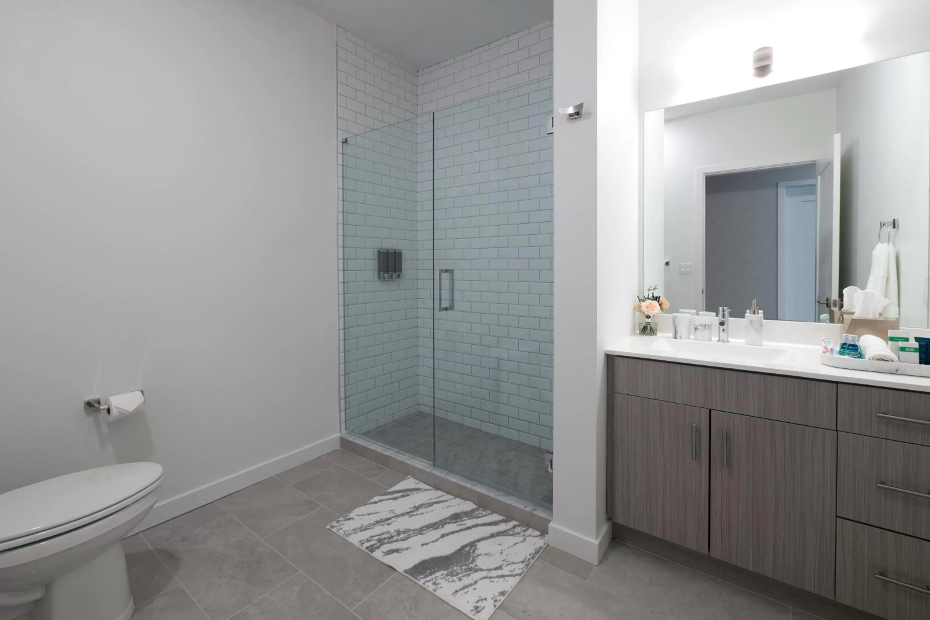 Shower in Luxury Furnished Apartments by Hyatus Downtown at Yale